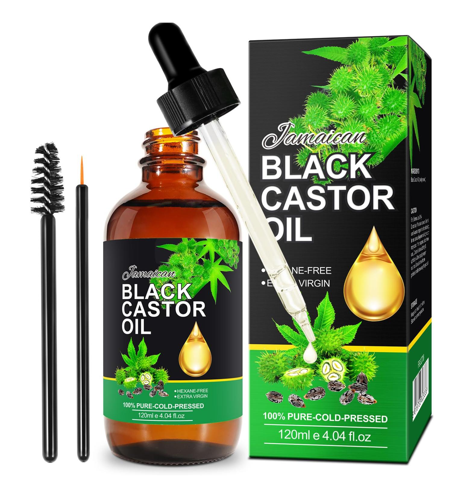 Jamaican Black Castor Oil 120ML Massage Oil for Aromatherapy 100% Pure Natural Cold Pressed Organic Castor Oil Stimulate Growth for Hair Eyelashes Eyebrows Skin Moisturizer & Hair Oil and Body Oil - Buy Online on SooperMarket.com