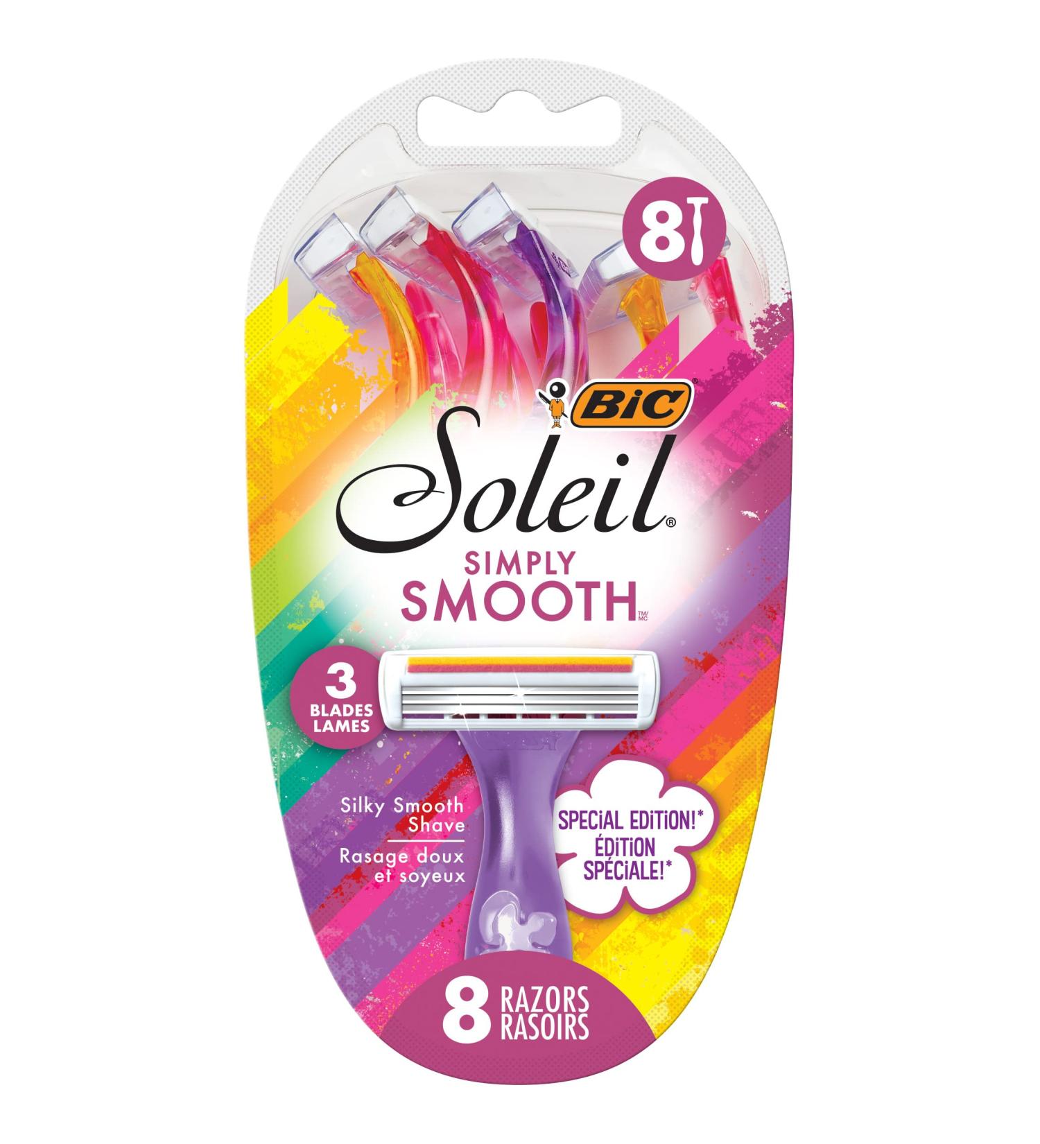BIC Soliel Simply Smooth Special Edition Disposable Razors for Women - Sensitive Skin Razors with Vitamin E Strip - 8 Piece Set - Buy Online on SooperMarket.com