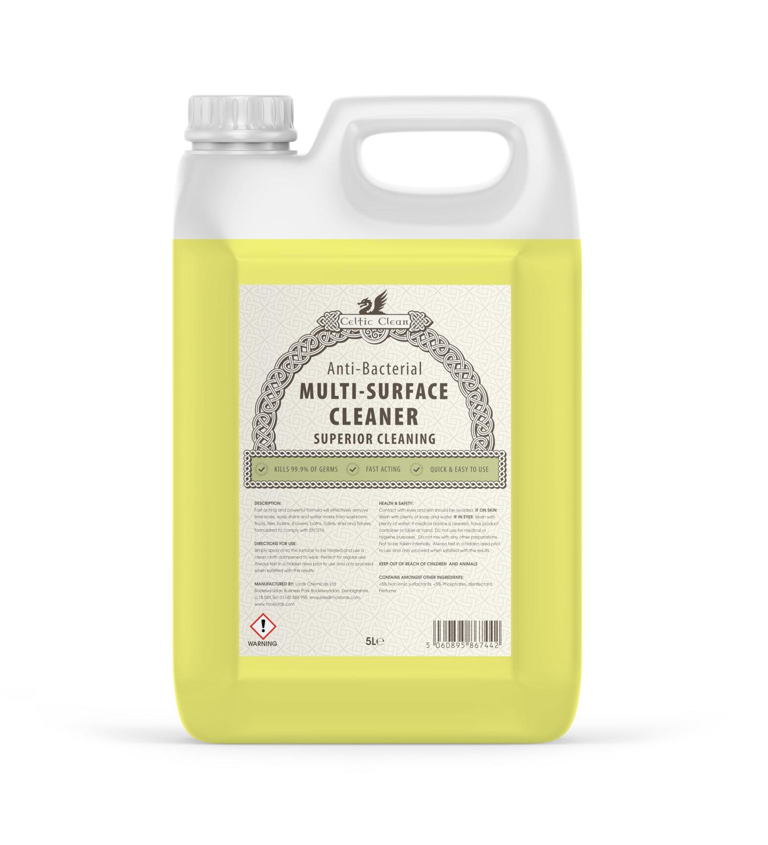 Celtic Clean - Anti-Bacterial Cleaner & Sanitiser Multi Surface - 5 Litre - Buy Online on SooperMarket.com