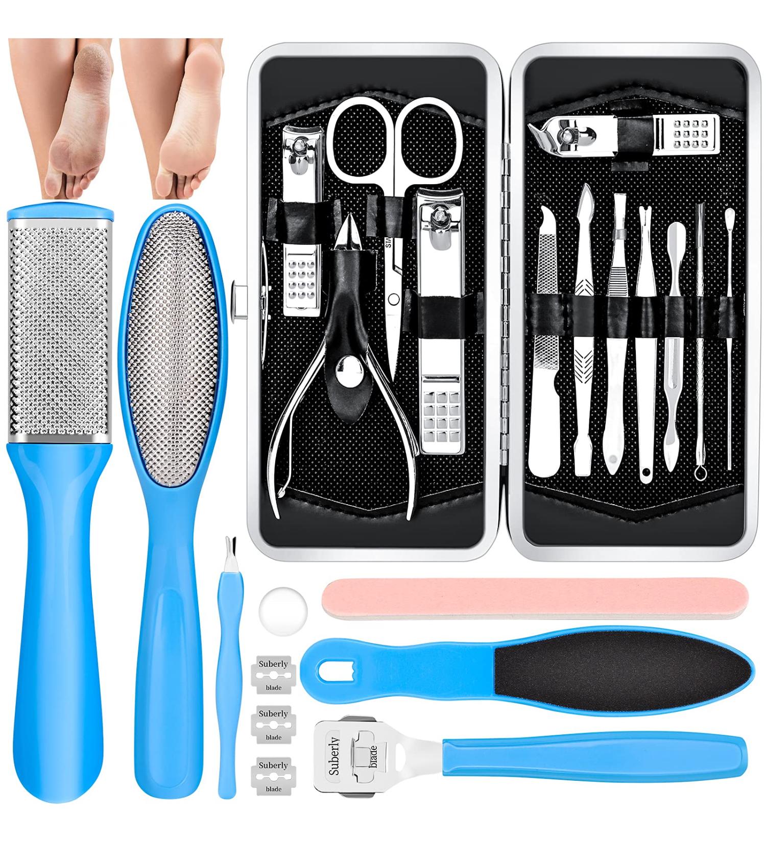 Pedicure Kits - Callus Remover for Feet  23 in 1 Professional Manicure Set Pedicure Tools Stainless Steel Foot Care  Foot File Foot Rasp Dead Skin for Women Men Home Foot Spa Kit  Blue23 - Buy Online on SooperMarket.com
