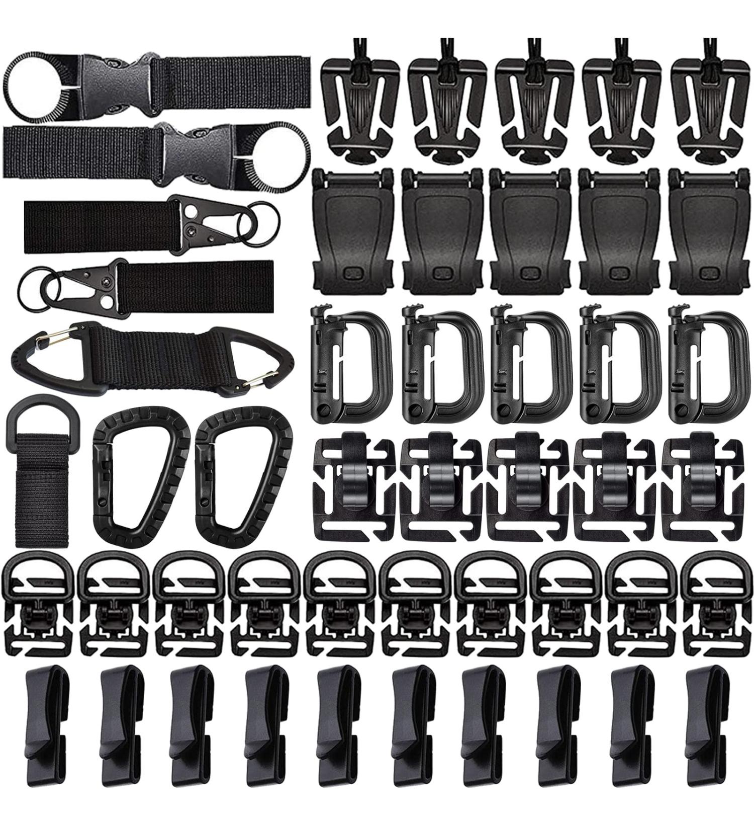 ZUSHALLMY 48-Piece MOLLE Accessories Kit - Upgrade Gear Attachments with Key Clips and D-Rings - Buy Online on SooperMarket.com