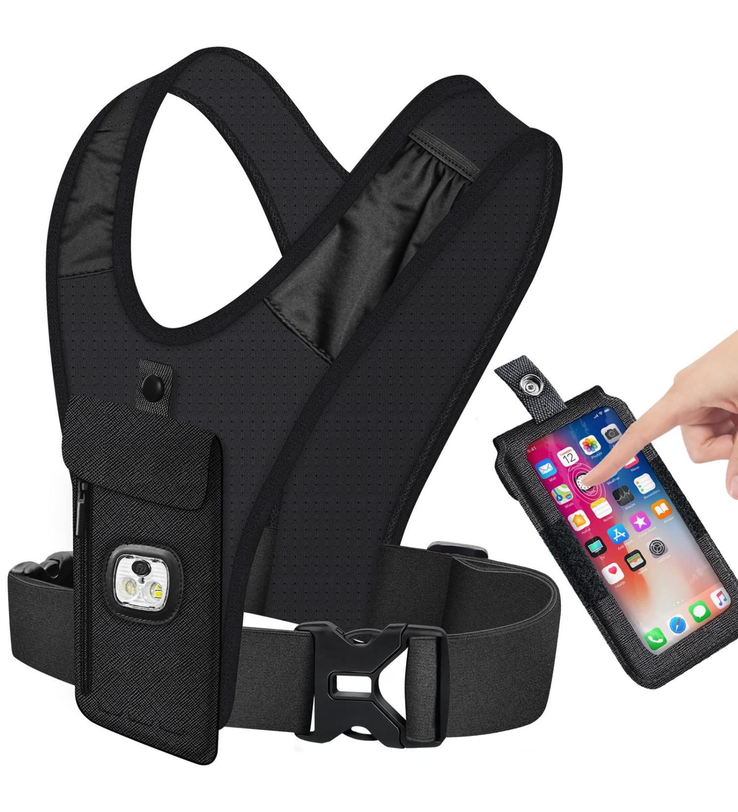 Reflective LED Running Vest with Phone Holder for Men and Women - Safety Vest for Running and Cycling with Earphone Hole - Buy Online on SooperMarket.com