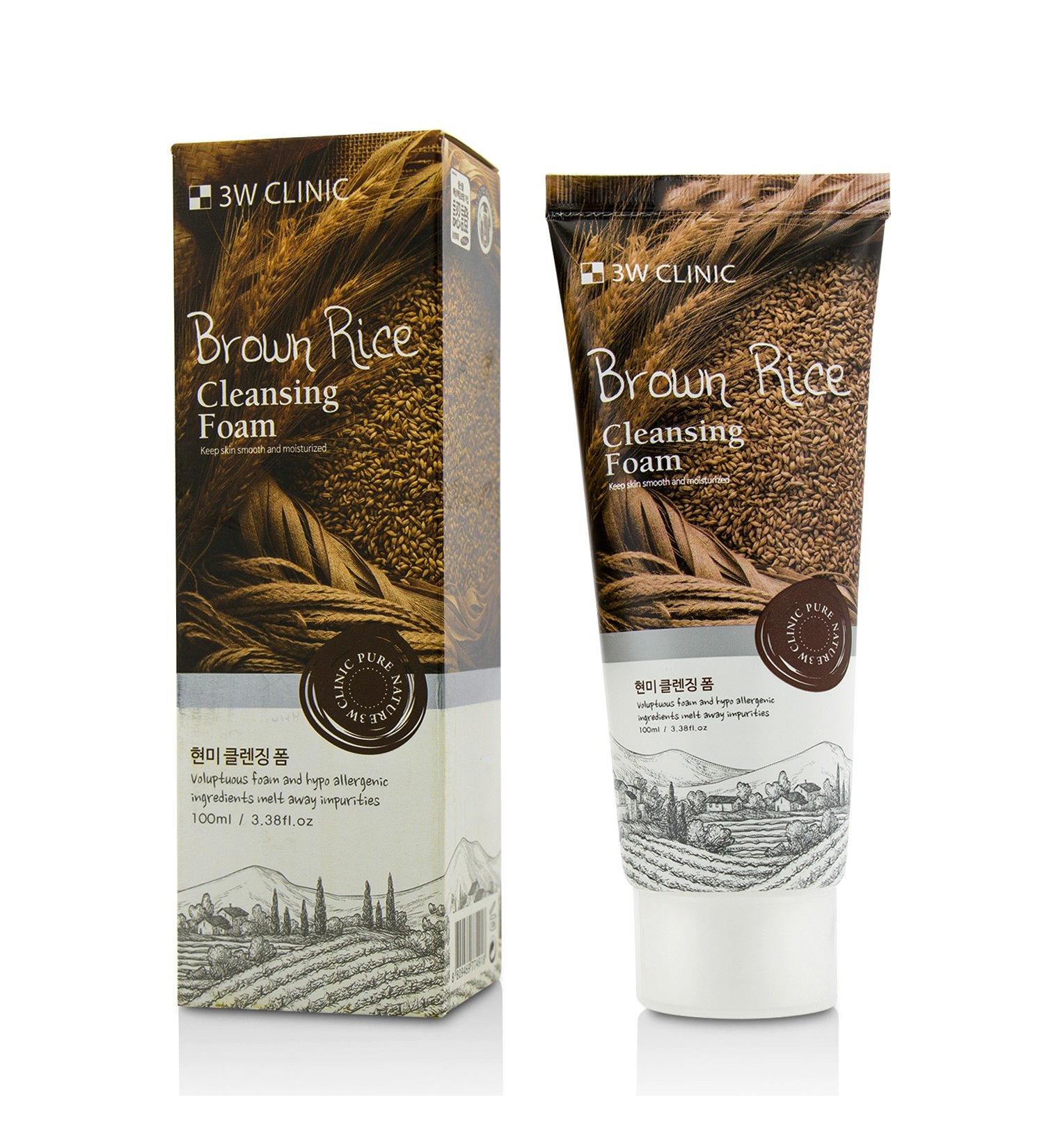 3W Clinic Brown Rice Cleansing Foam 100ml - Best Seller for Clear Skin | International Shipping Available - Buy Online on SooperMarket.com