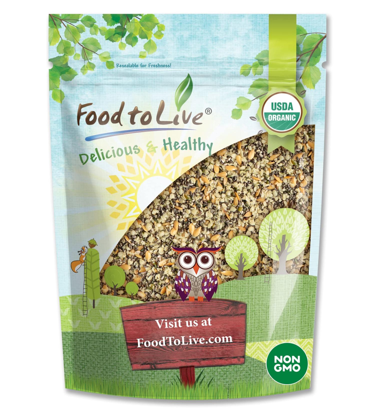 Organic Chia Flax Hemp Seeds Mix 5lb - Non-GMO Vegan Kosher Blend for Smoothies & Salads - Buy Online on SooperMarket.com