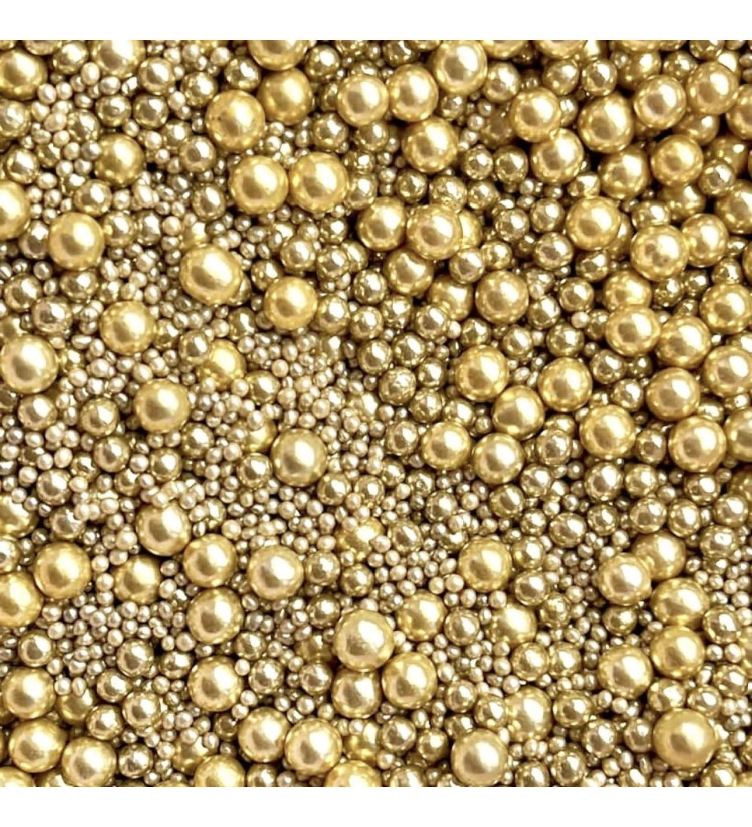 Gold Metallic Sprinkles cupcake cake toppers pearls balls metallic 100s and 1000s wedding decoration cakes cupcakes topper BILLIONAIRE