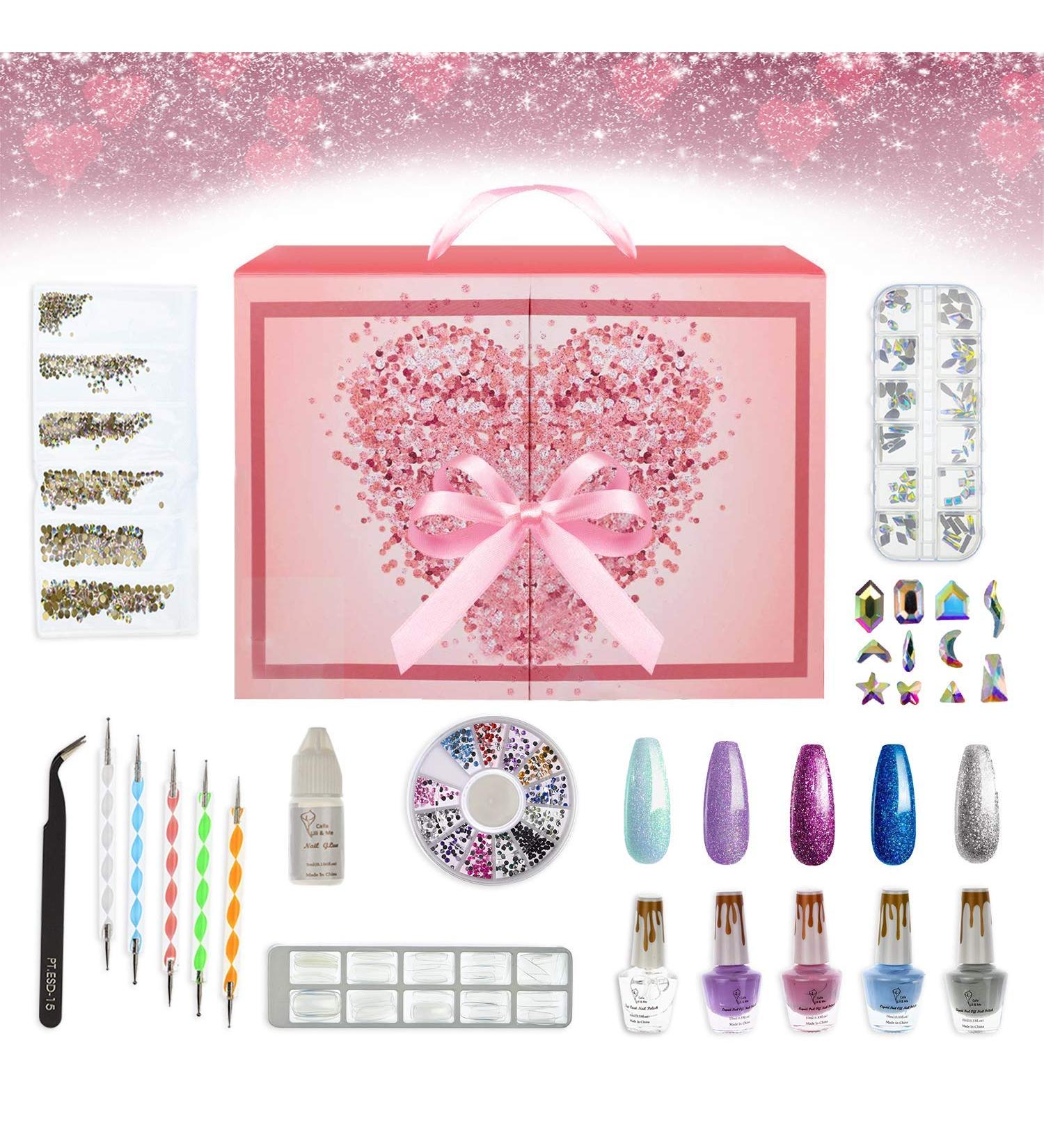 CoralBeau Nail Art Kit with Rhinestones - Teen Gift Set with 4 Nail Polishes, Decor Tools, Extensions, and Rhinestone Gems - Buy Online on SooperMarket.com