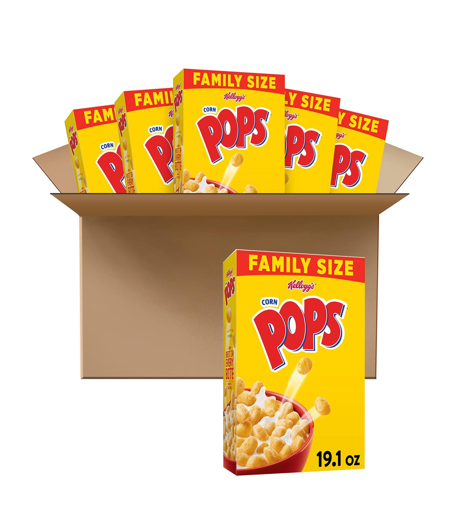 Kellogg's Corn Pops Cereal Family Size 19.1oz Box, Pack of 6 | Original Flavor, Excellent Source of 7 Vitamins and Minerals | 1.19 Pound - Buy Online on SooperMarket.com