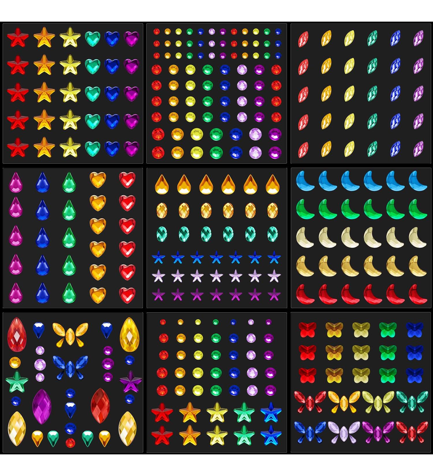 9 Sheets Eye Body Face Gems - Self-Adhesive Rhinestone Stickers for Festival Makeup & Nail Art | Crystal Rainbow Decoration - Buy Online on SooperMarket.com