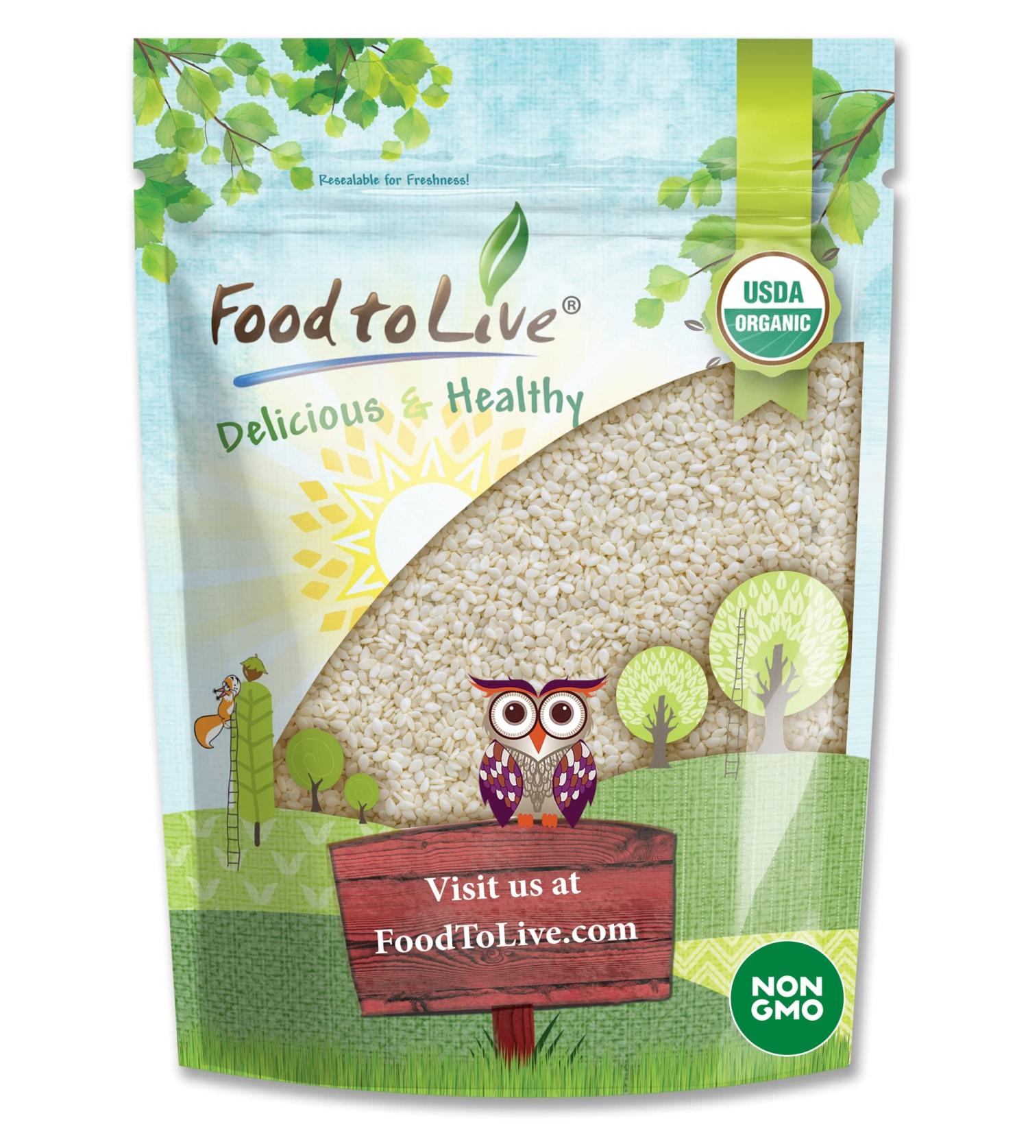 Organic Hulled Sesame Seeds 8oz - Non-GMO, Kosher, Vegan. High in Iron & Calcium. Ideal for Tahini Paste, Stir-fries, Salads - Buy Online on SooperMarket.com