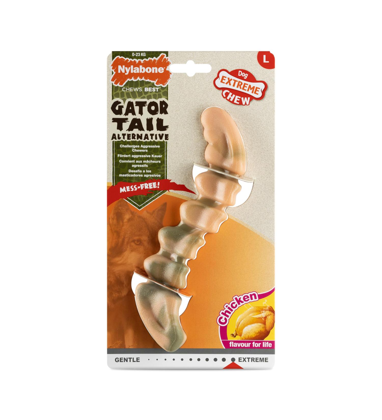 Nylabone Extreme Power Chew Gator Tail Alternative Dog Chew Toy Chicken Flavour - Large/Giant (Up to 23kg) - Buy Online on SooperMarket.com