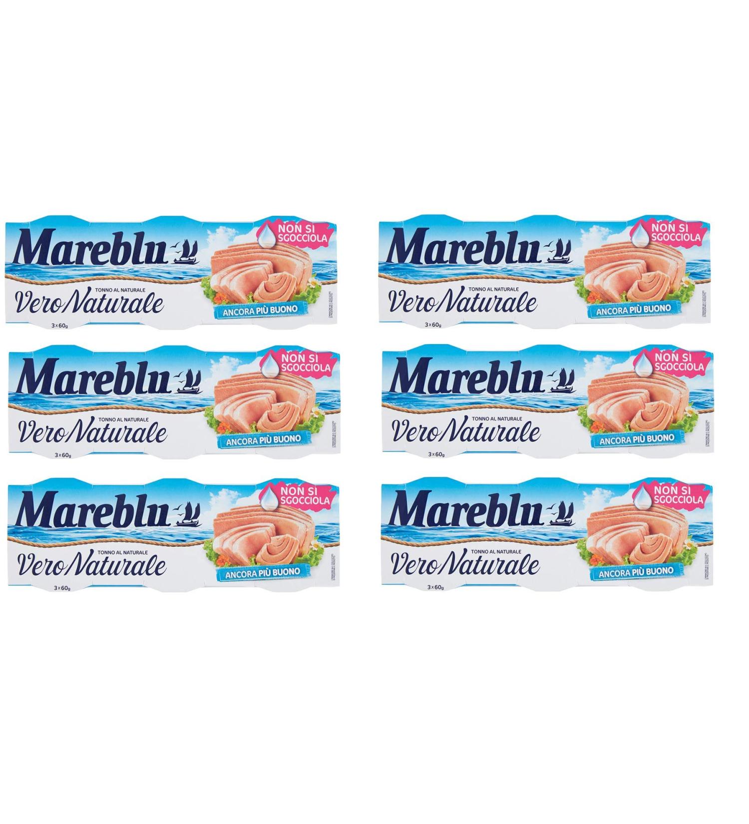 6x Mareblu Vero Naturale Tonno al Naturale natural tuna ( 3 x 60g ) canned tuna