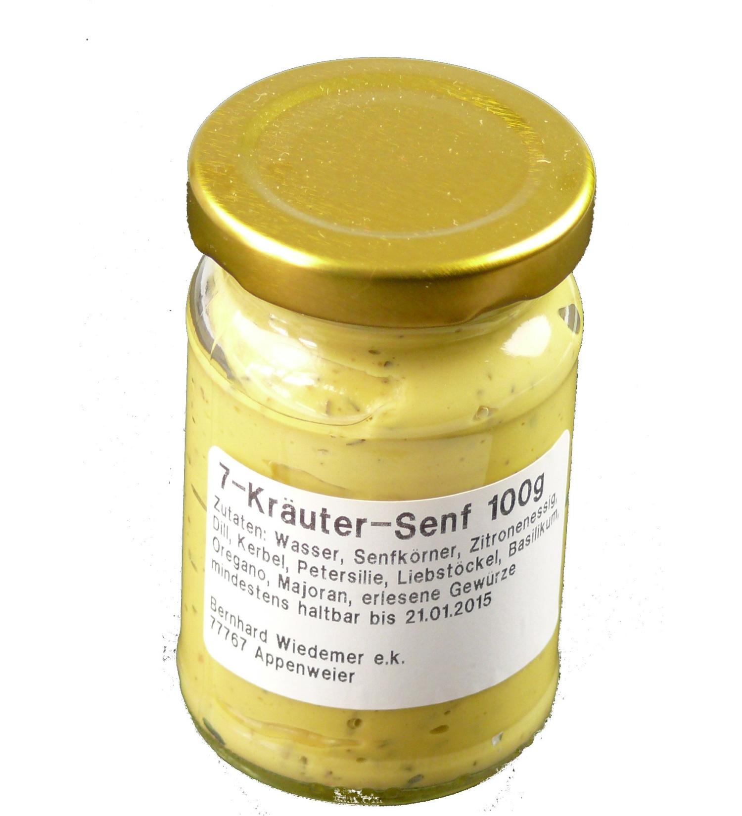 Wiedemer-refreshing 7-herb mustard made of fresh preparation with selected natural vegan ingredients-1 glass of 100g gourmet mustard for fish salad dressing meat sausages and much more.