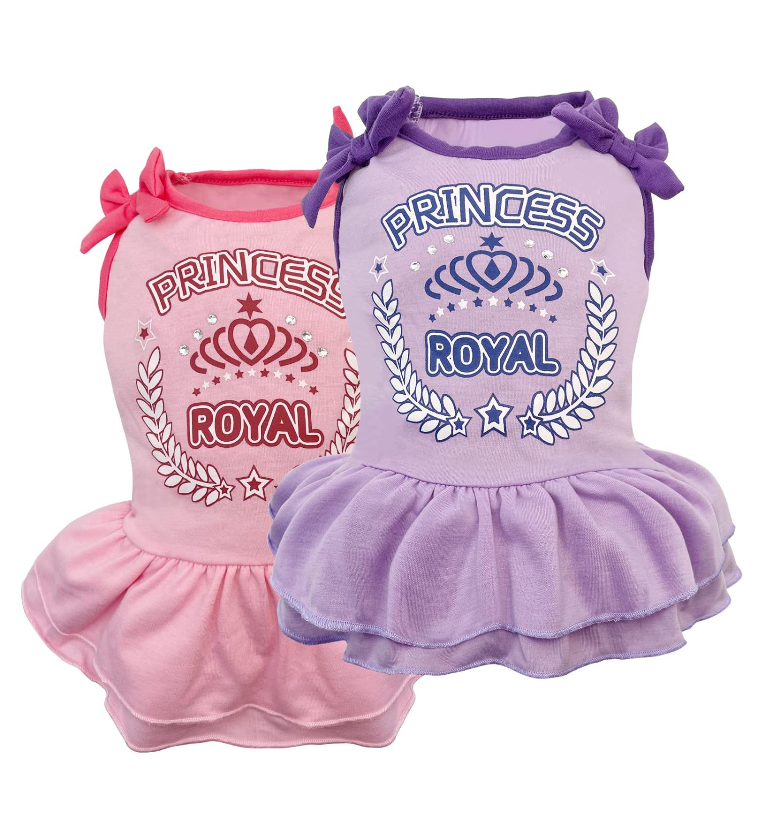 KYEESE 2Pack Dog Dresses Princess Bowtie Sundress for Small/Medium Dogs - Purple+Pink - Buy Online on SooperMarket.com