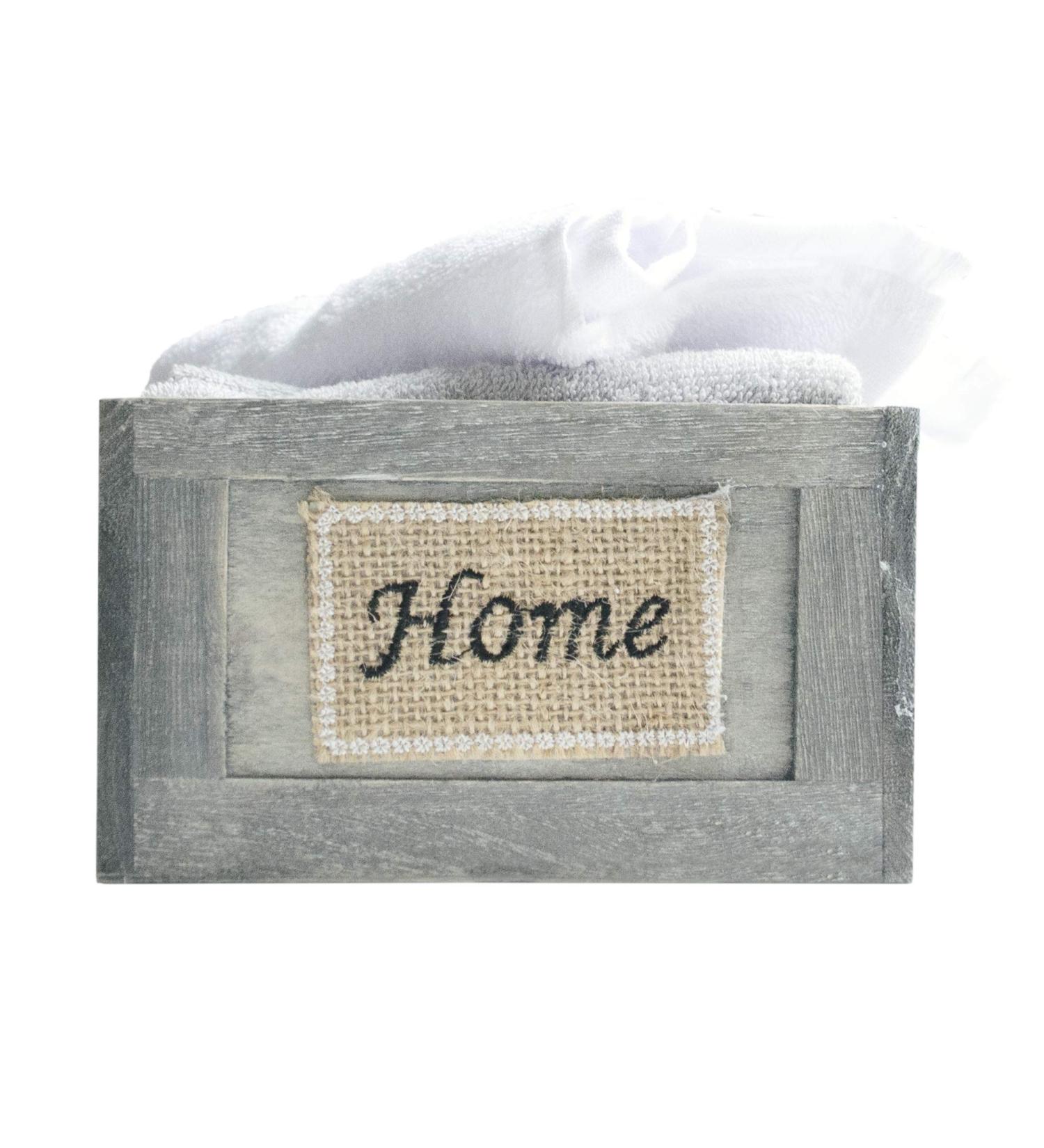 Brielle Home 6-Piece Washcloth Set in Wooden Crate - Grey & White - Buy Online on SooperMarket.com