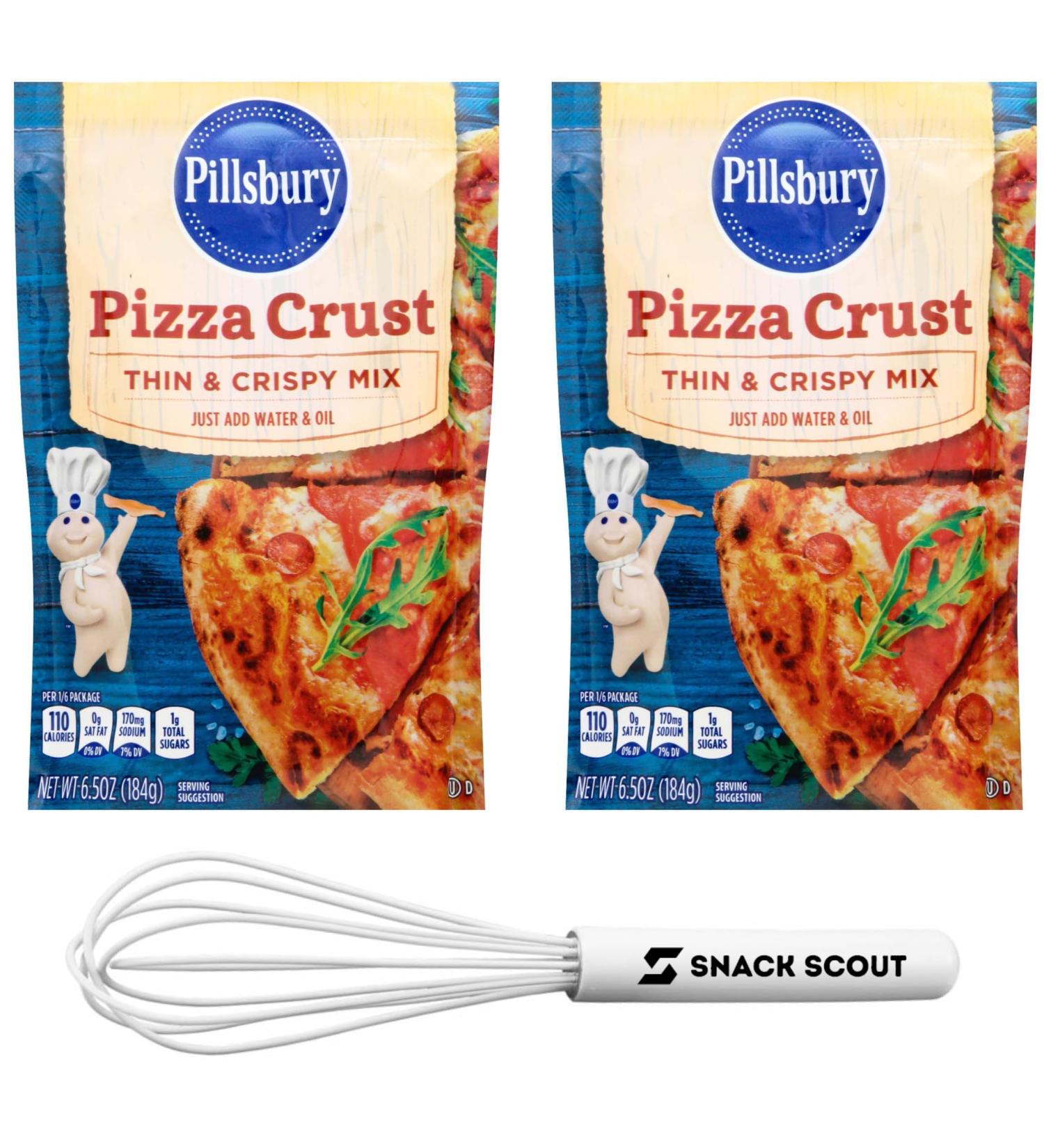 Pillsbury Thin and Crispy Pizza Crust Mix 6.5 Oz Pouch (Pack of 2) Bundle With Snack Scout Whisk - Buy Online on SooperMarket.com