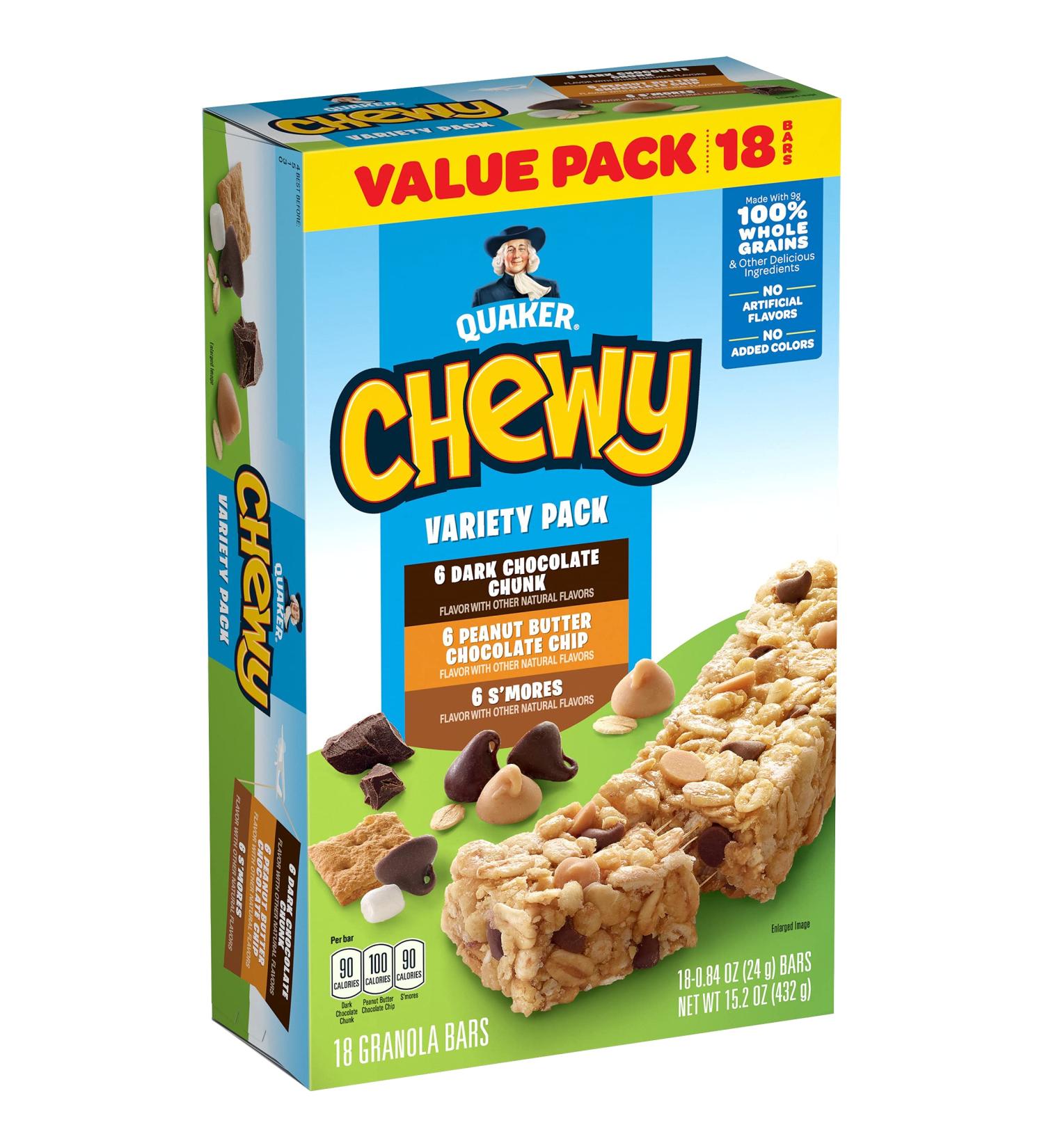Quaker Chewy Granola Bars Variety Pack - 18 Count | Delicious Snack Bars - Buy Online on SooperMarket.com
