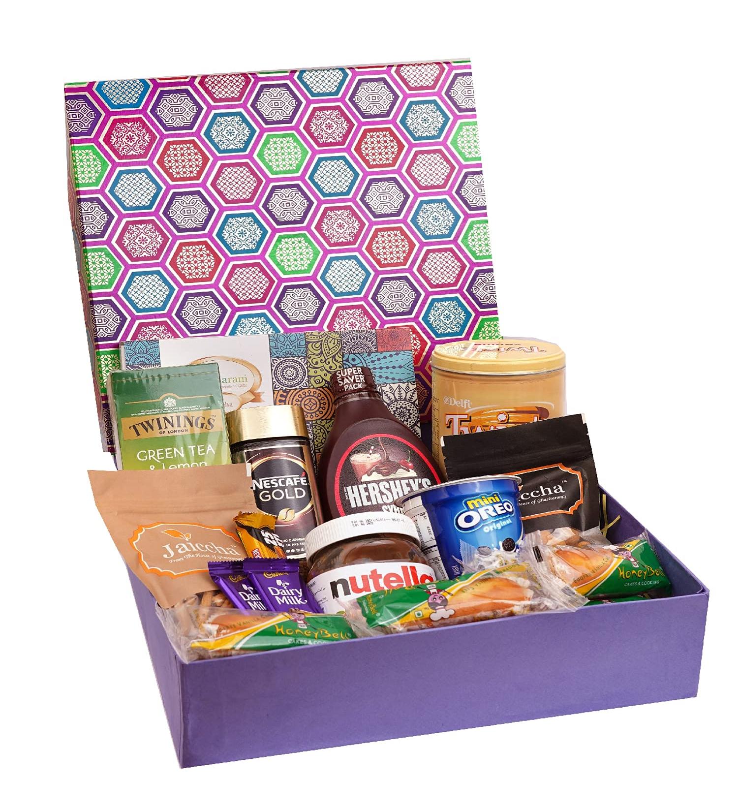 Jaiccha Ghasitaram Diwali Gifts Gourmet Big Hamper Box of 18 Goodies with Kaju Katlis - Buy Online on SooperMarket.com