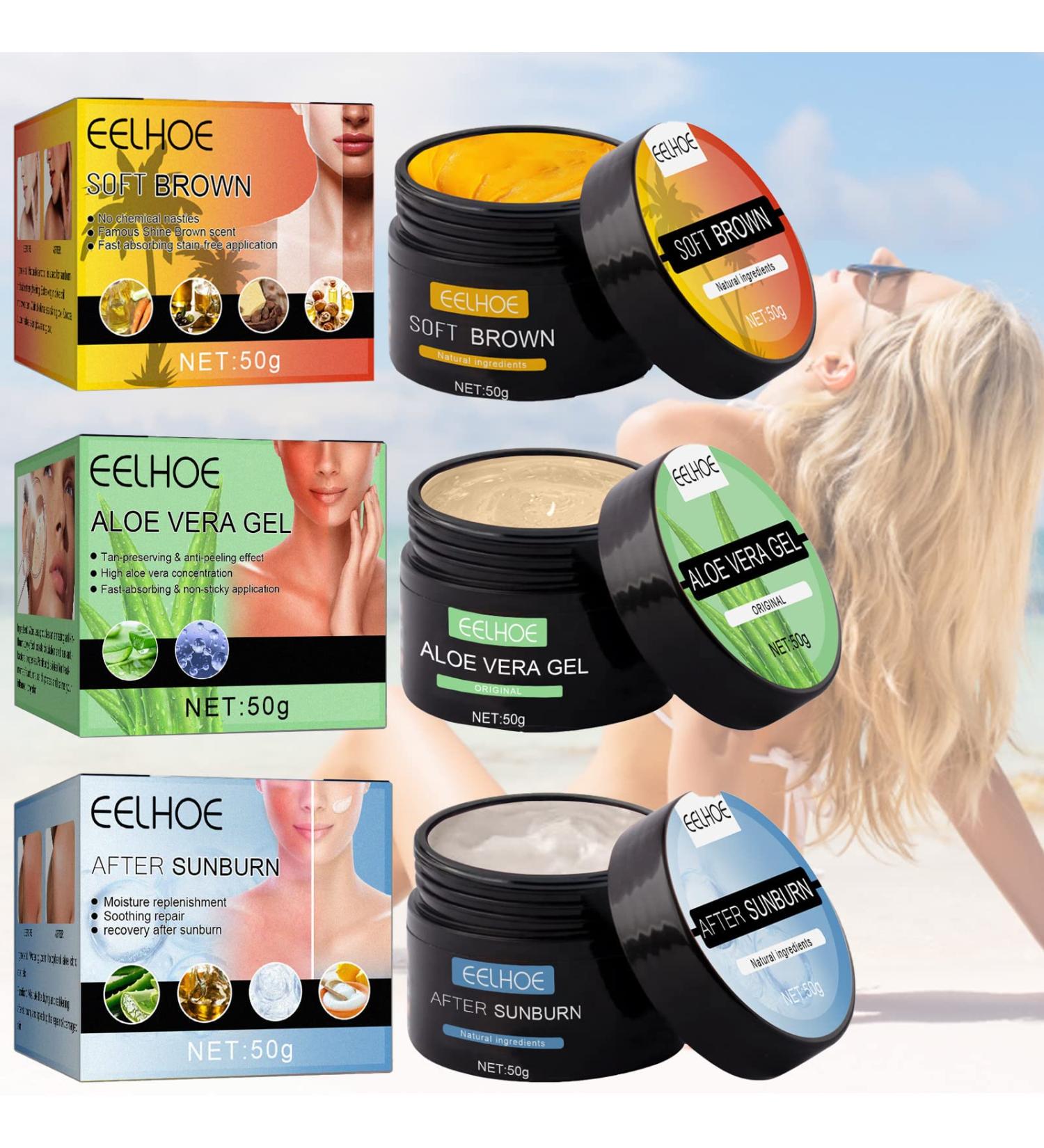 Eelhoe Tanning Gel - 50g Accelerator Cream for Sunbeds & Outdoor Sun, Soft Brown Intensive Tanning (3Pcs) - Buy Online on SooperMarket.com