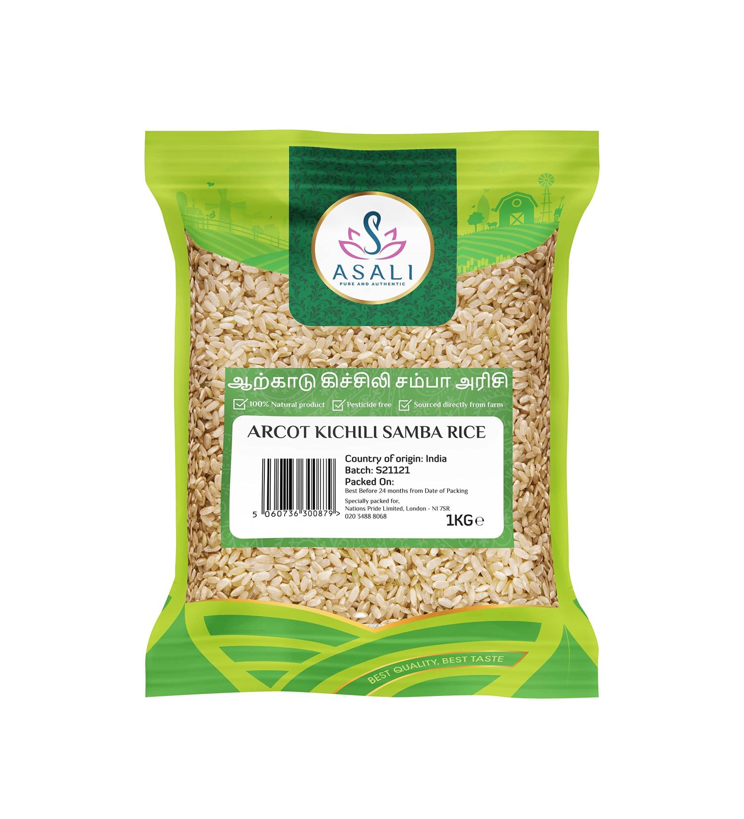 Asali Traditional Arcot Kitchili Samba Rice 2kg(1kg x 2packs)