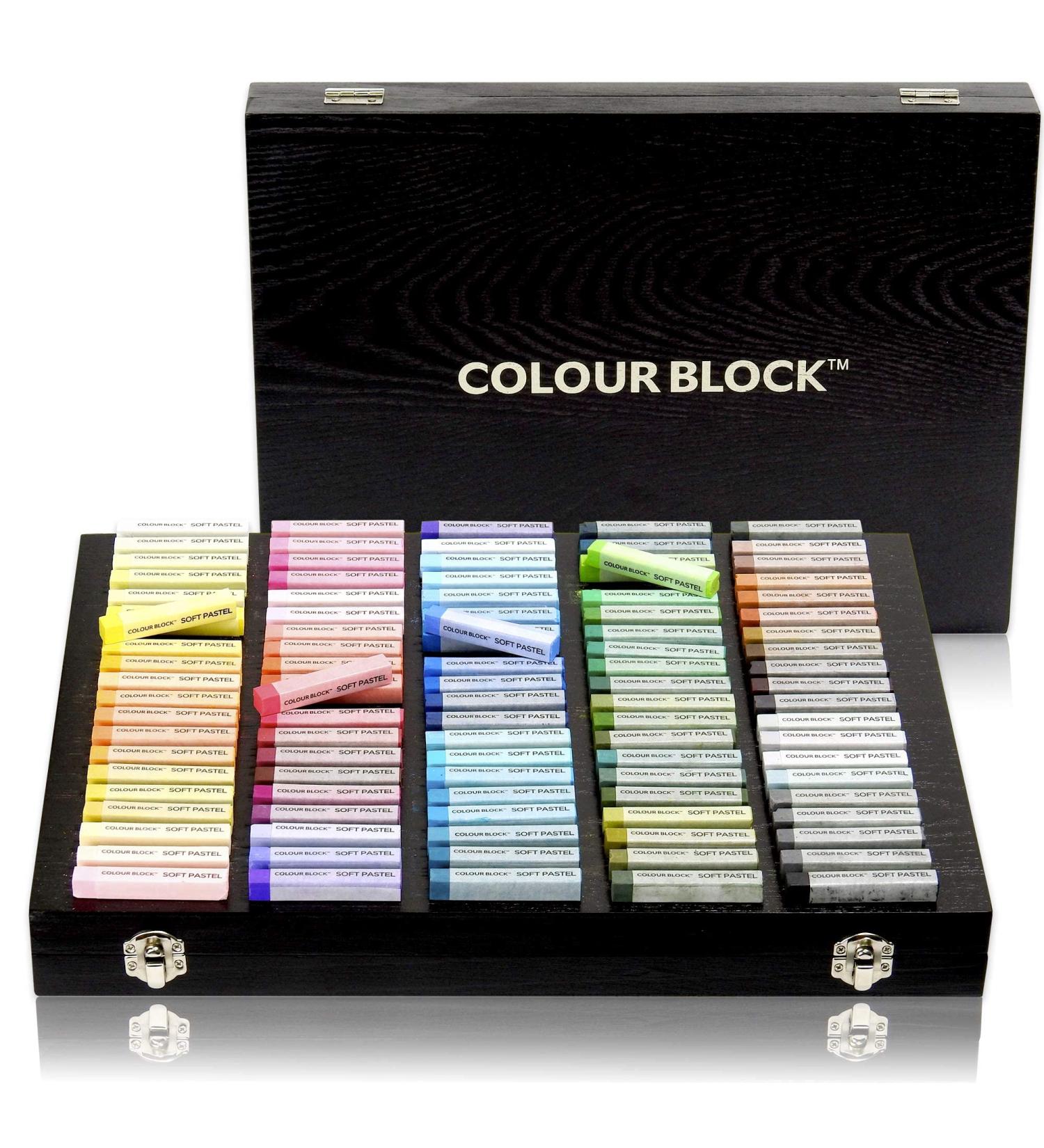 100pc Wooden Case Soft Pastel Art Set | Colour Block Square Chalk Pastels for Drawing and Blending | Assorted Colors Art Supplies for Artists - Buy Online on SooperMarket.com