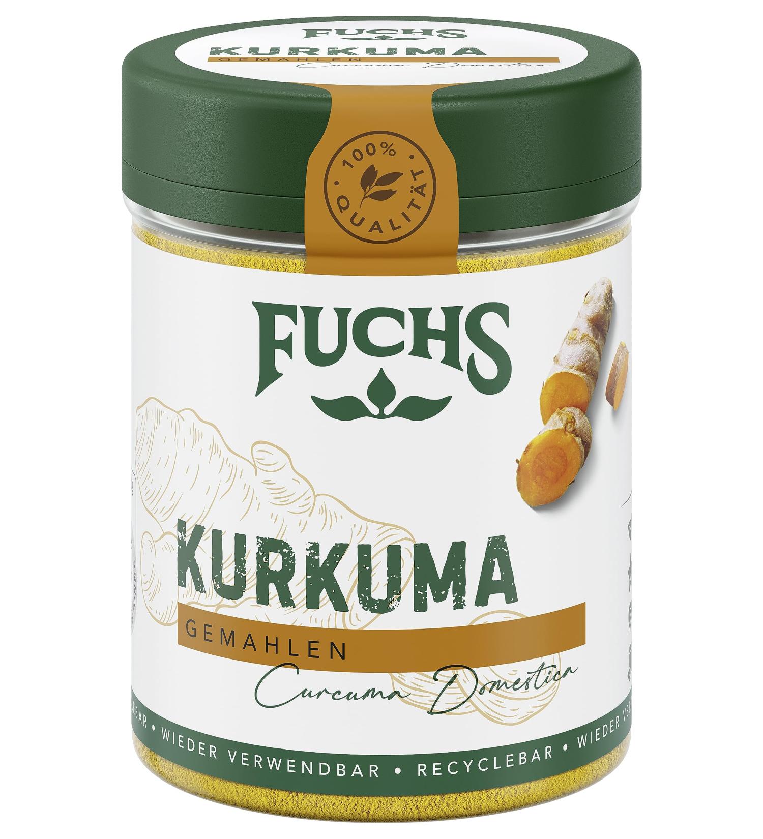 Fuchs Ground Turmeric - 70g Natural Spice for Curries Pasta & Couscous - Eco-Friendly Reusable Can - Buy Online on SooperMarket.com