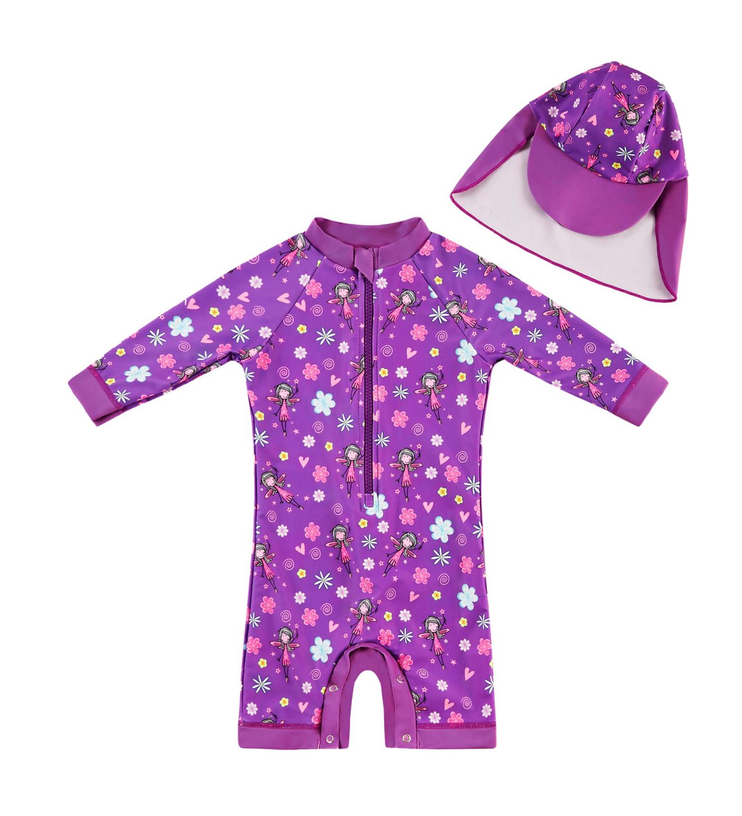 UPF 50+ Sun Protection Baby Swimwear | Purple One Piece Swimsuit 6-9 Months - Buy Online on SooperMarket.com