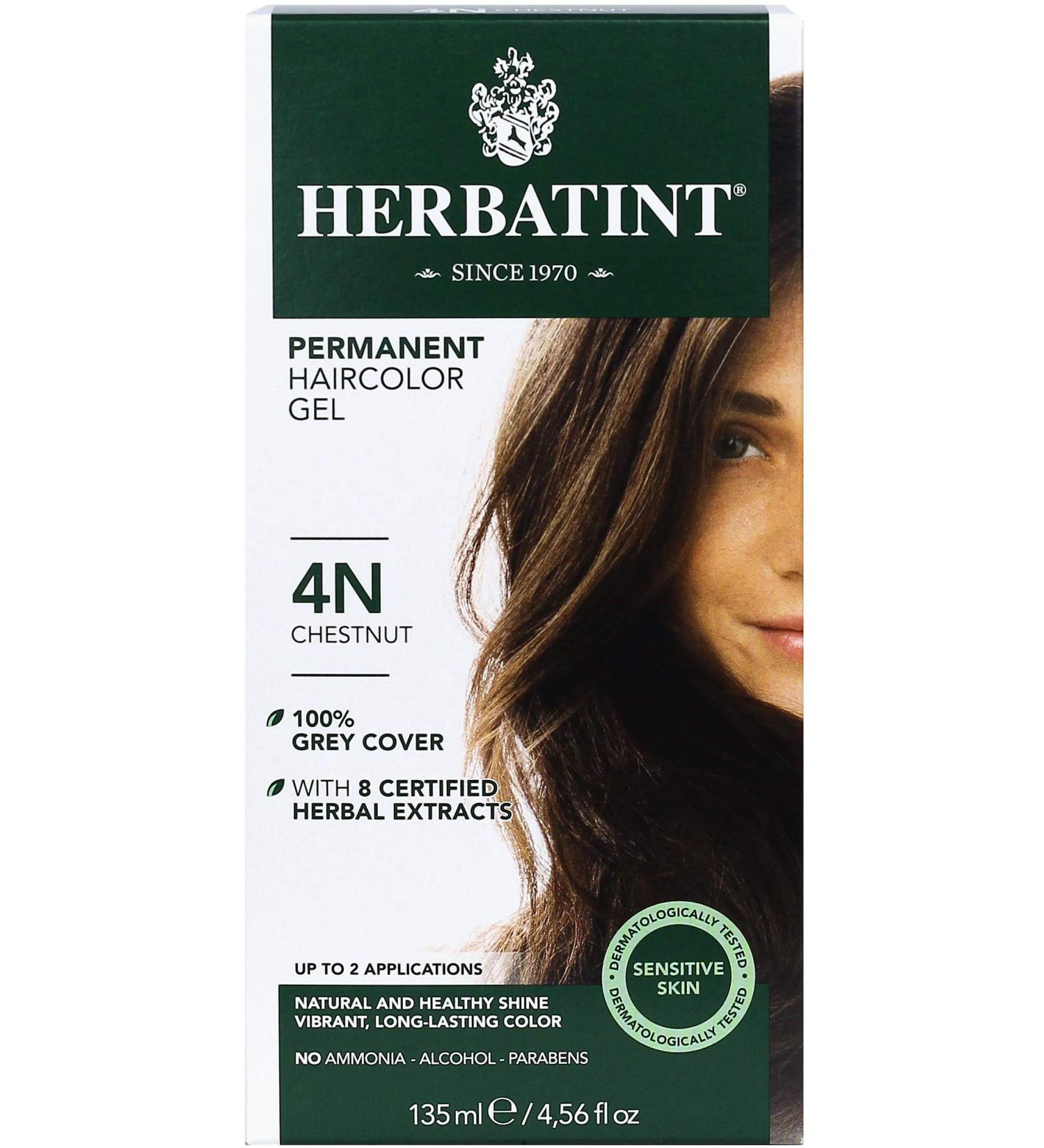 Herbatint 4N Chestnut Permanent Hair Color Gel - 4.56 fl oz (135 ml) | Gentle & Long-Lasting Hair Dye - Buy Online on SooperMarket.com