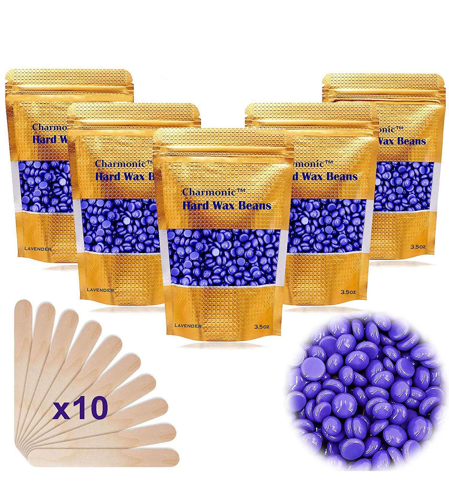 Charmonic 17.5 Oz Hard Body Hair Wax Beans for Men and Women - Lavender Depilatory Wax Beads - 500g/1.1 lb - Buy Online on SooperMarket.com