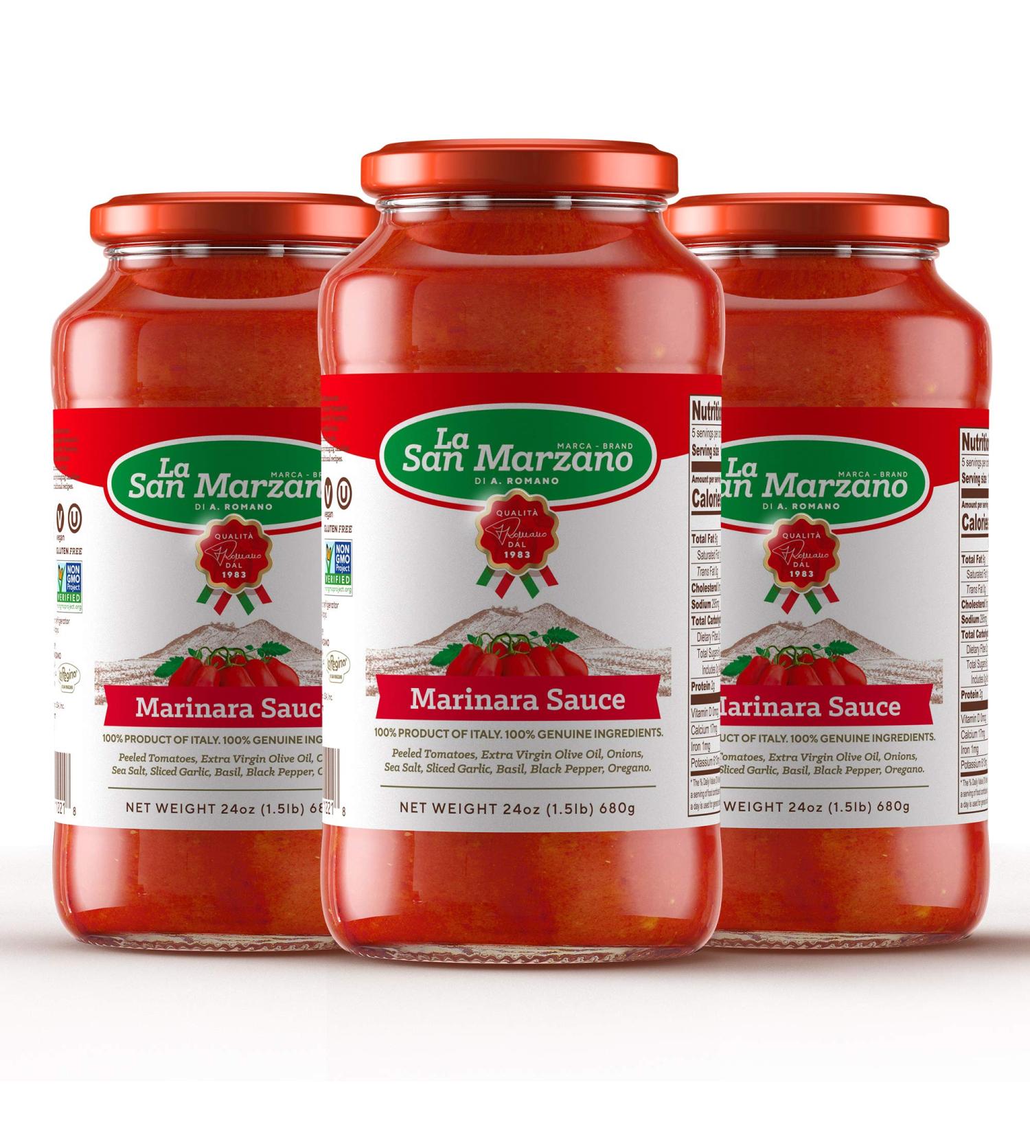 Authentic 24 Ounce Marinara Pasta Sauce - Made in Italy with San Marzano Tomatoes (Pack of 3) - Buy Online on SooperMarket.com