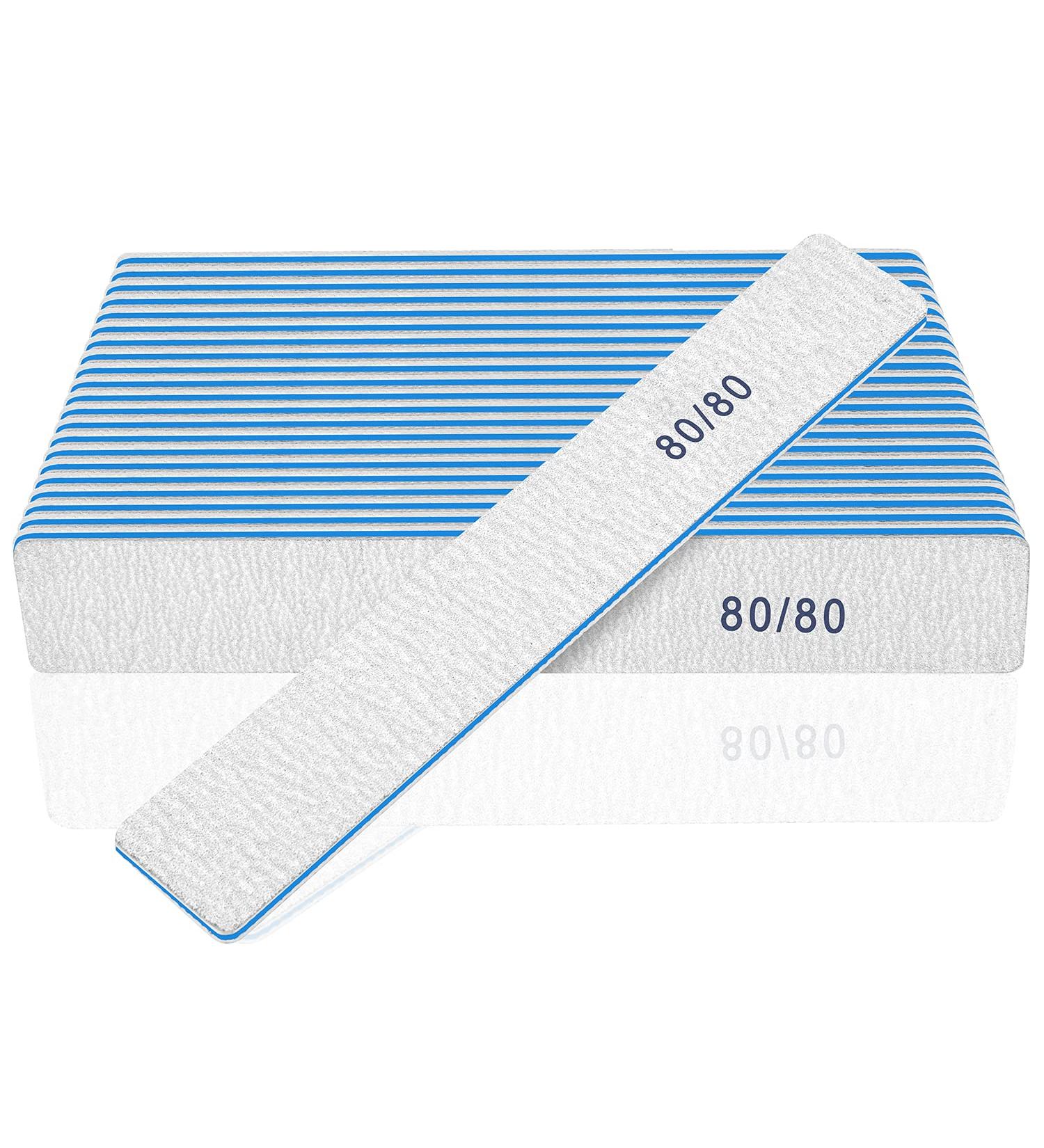 12pcs 80/80 Grit Jumbo Nail Files for Acrylic Nails - Professional Square Emery Boards for Manicure & Nail Techs - Buy Online on SooperMarket.com