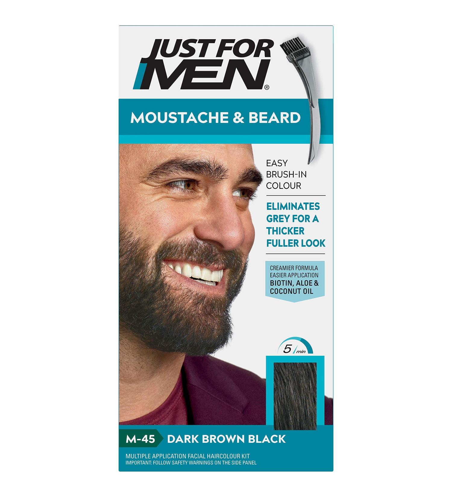 Just For Men M45 Dark Brown Black Moustache & Beard Dye for Fuller Look - Includes Applicator Brush - Buy Online on SooperMarket.com