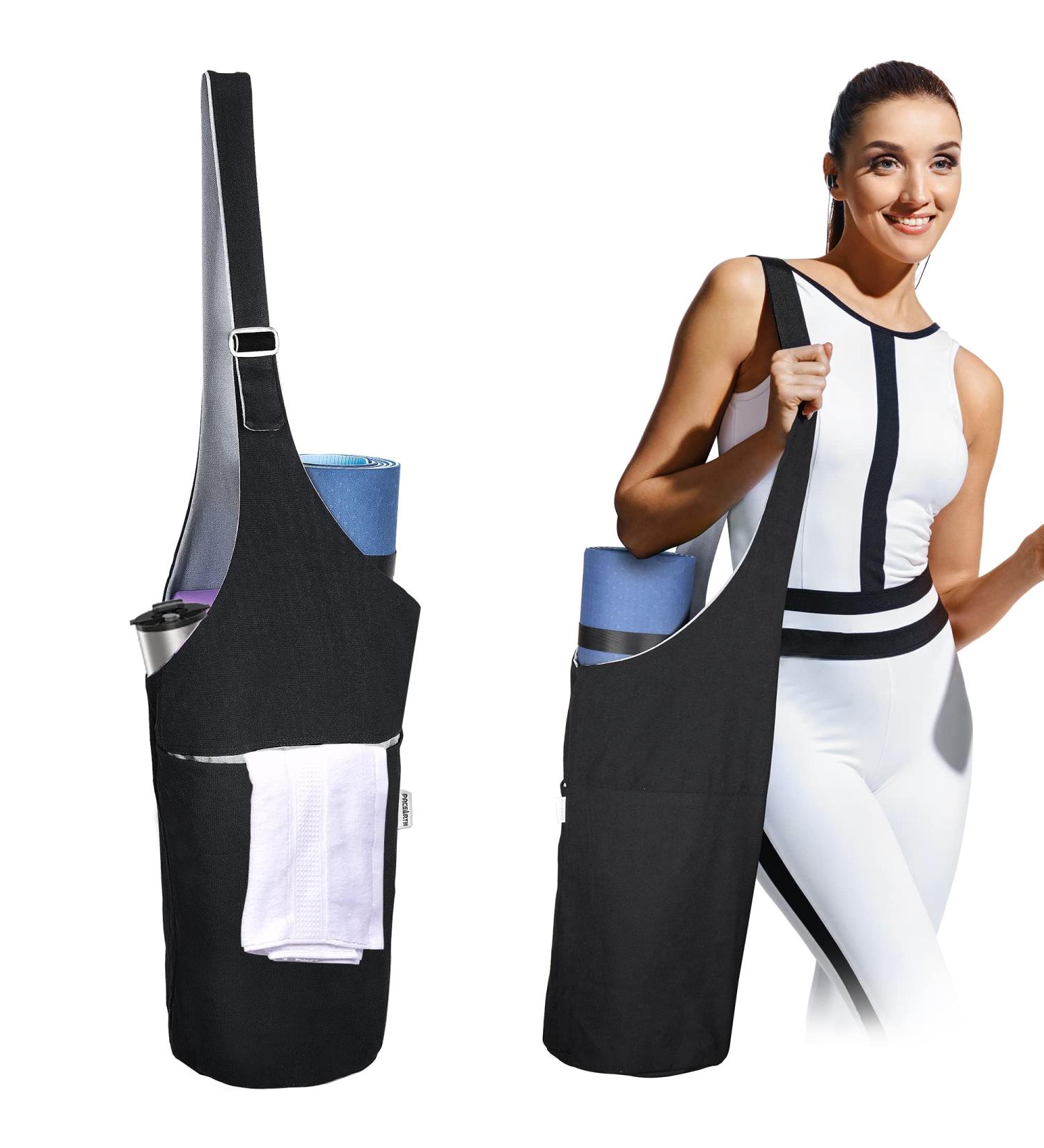 Pacearth Large Yoga Mat Bag - 40 x 15 Reversible Two-Tone Tote for Most Size Mats, Black - Buy Online on SooperMarket.com