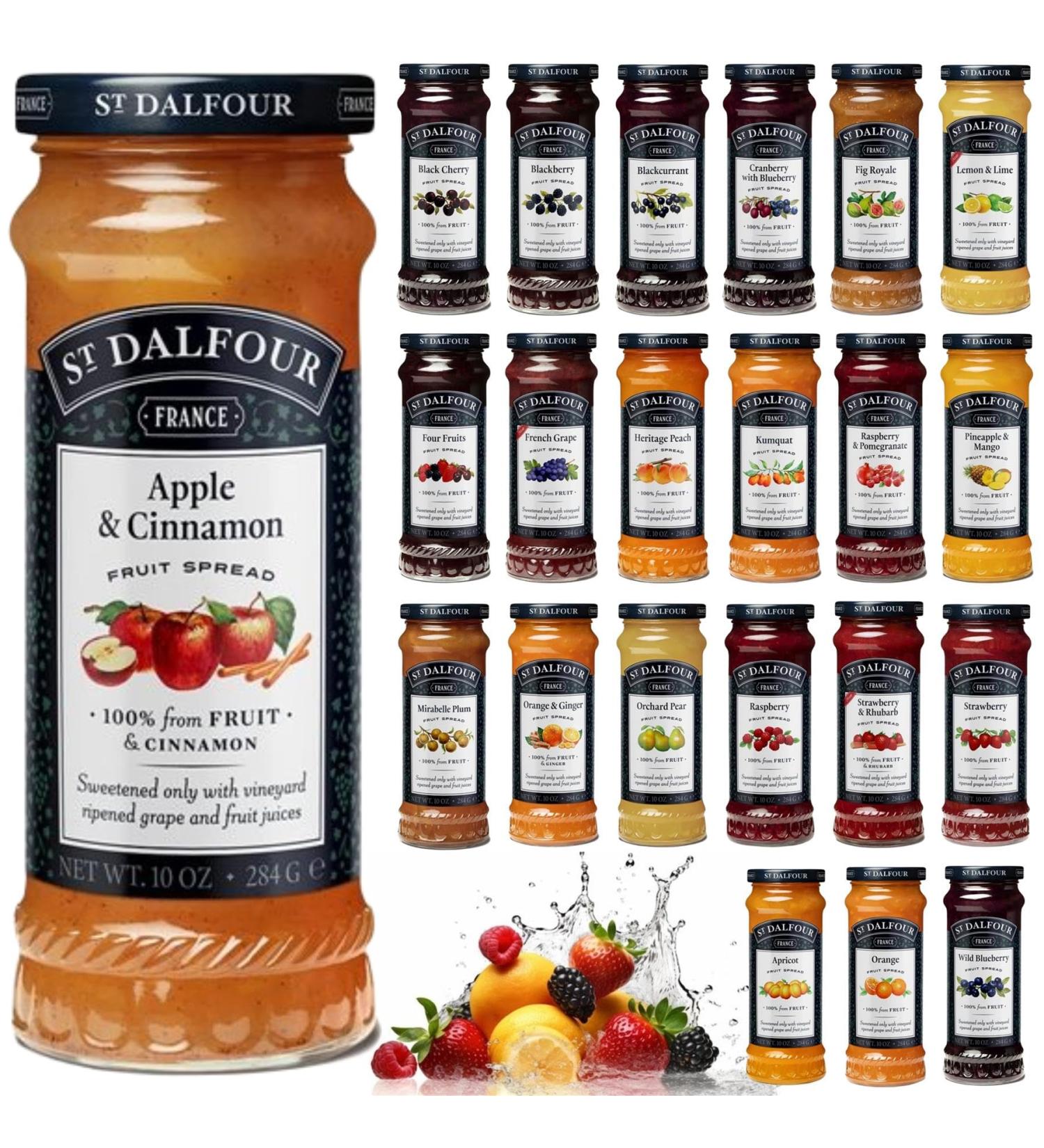 St Dalfour Jam Pick N Mix - Create Custom Jam Combo with 21+ Flavours | Apple & Cinnamon Black Cherry Blackberry Blackcurrant | 3 Pack (284g) - Perfect Jam Gift Set for Jam Lovers - Buy Online on SooperMarket.com