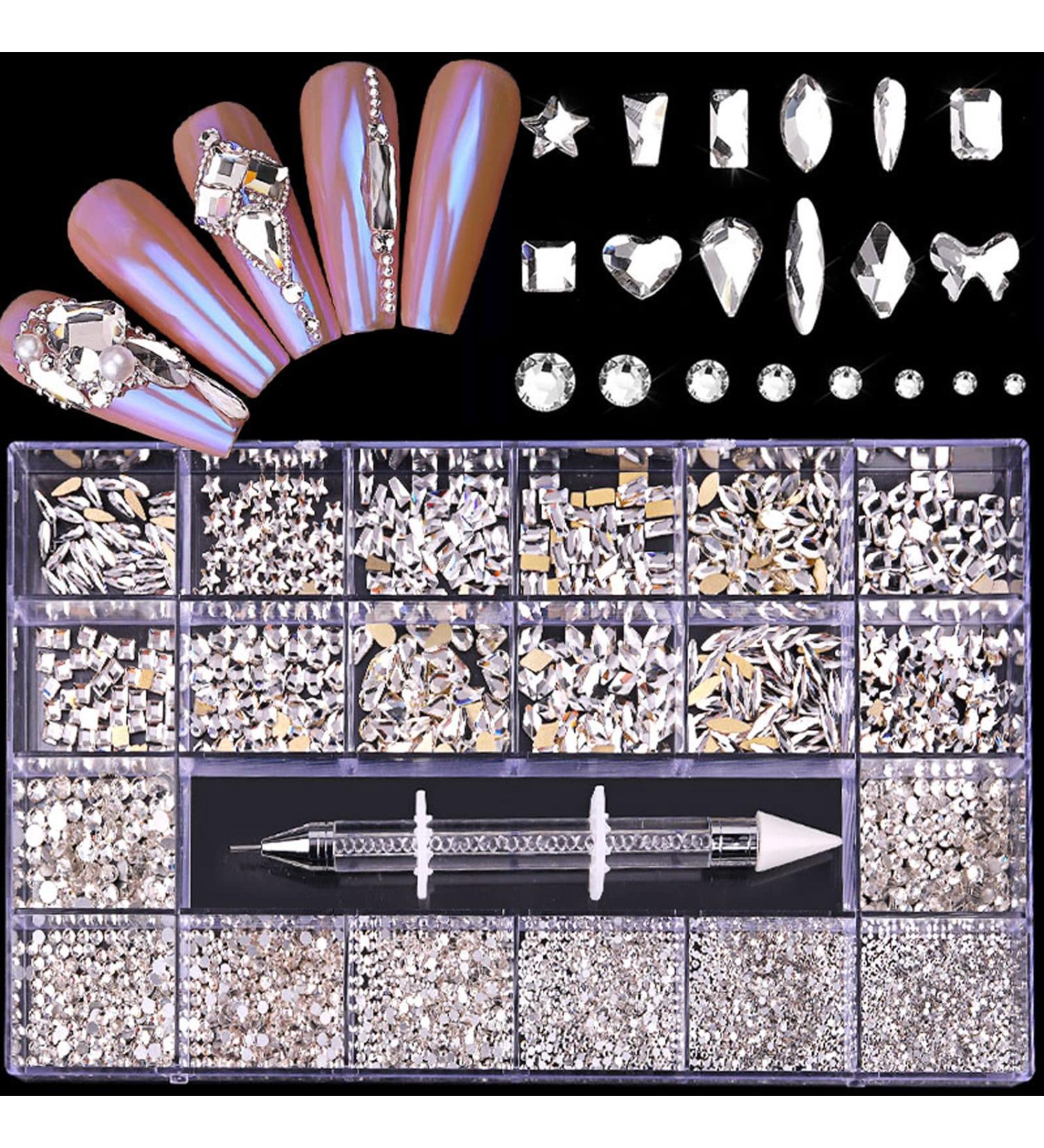 600 Clear Diamonds + 2500 Flat Rhinestones Kit for Nail, Shoes, Clothes, Jewels - DIY Nail Art Decorations - Buy Online on SooperMarket.com