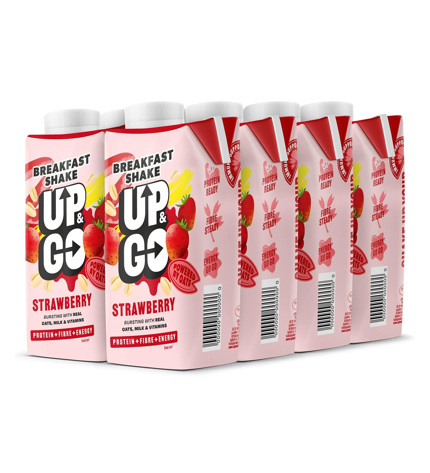 UP & GO Strawberry & Banana Breakfast Drink (330ml x 8) - High Protein, Calcium & Fibre - Buy Online on SooperMarket.com