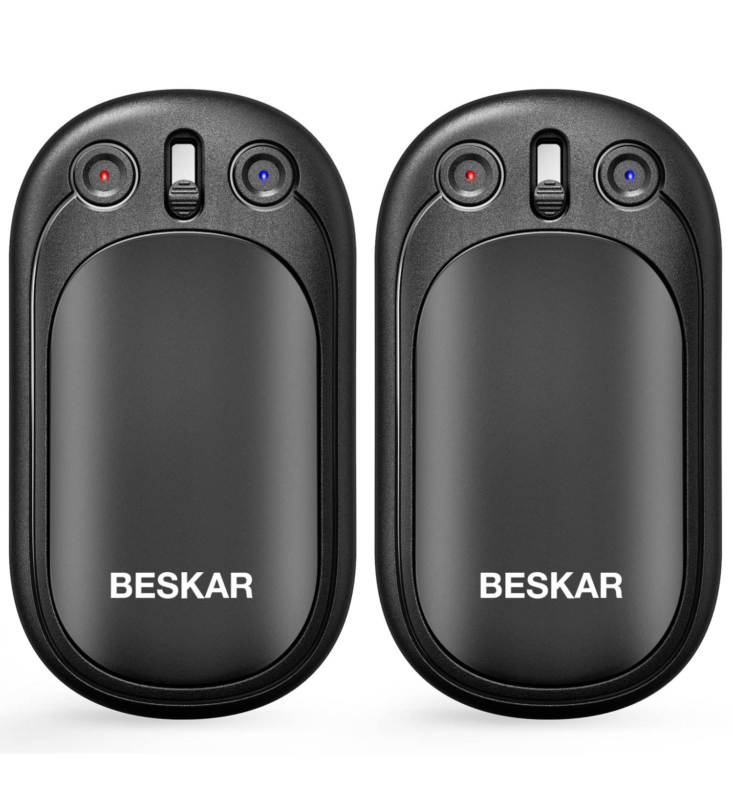 BESKAR Rechargeable Hand Warmer 2 Pack - USB Electric Pocket Heater & Powerbank for Outdoor, Golf, Raynauds - Double-Sided Heating, Quick Charge - Black - Buy Online on SooperMarket.com
