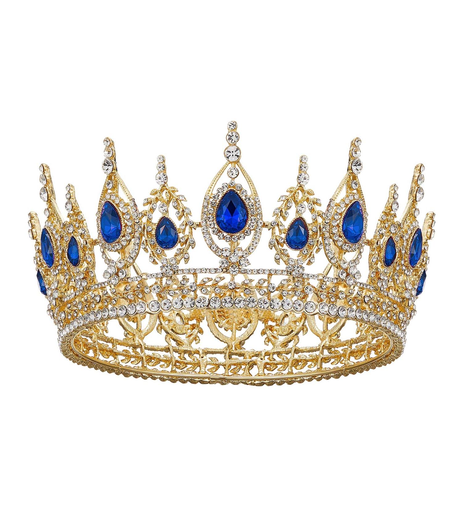 SweetV Royal Blue Queen Crown Wedding Tiara for Bride - Rhinestone Tiaras and Crowns for Women, Costume Headpiece for Birthday, Cosplay, Party Celebration - Bailey - Buy Online on SooperMarket.com