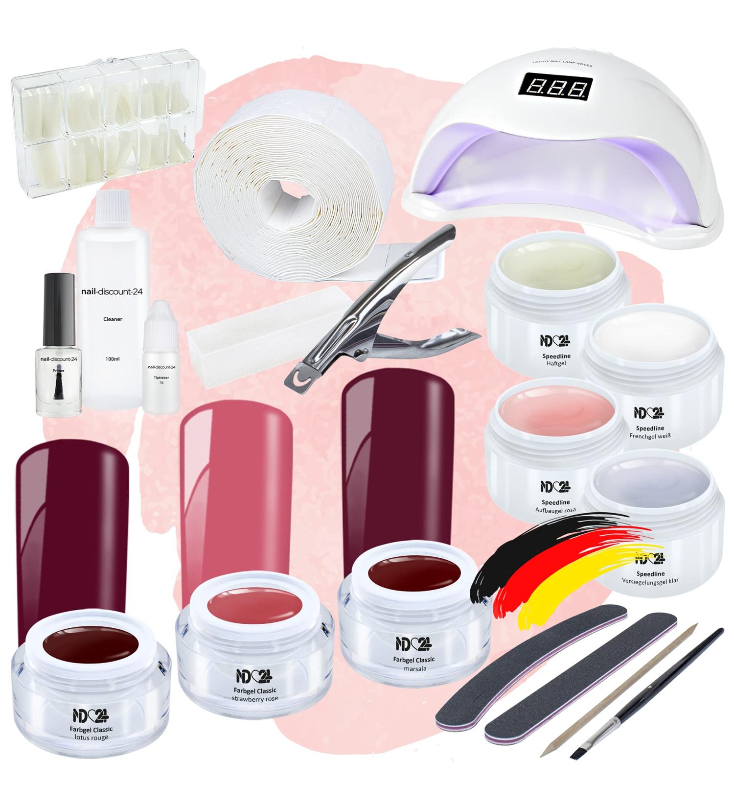 ND24 Naildesign Gelnail Starter Set - Premium LED Gel Kit with Sweet Cherry Gels | Vegan Made in Germany - Perfect for Beginners - Buy Online on SooperMarket.com