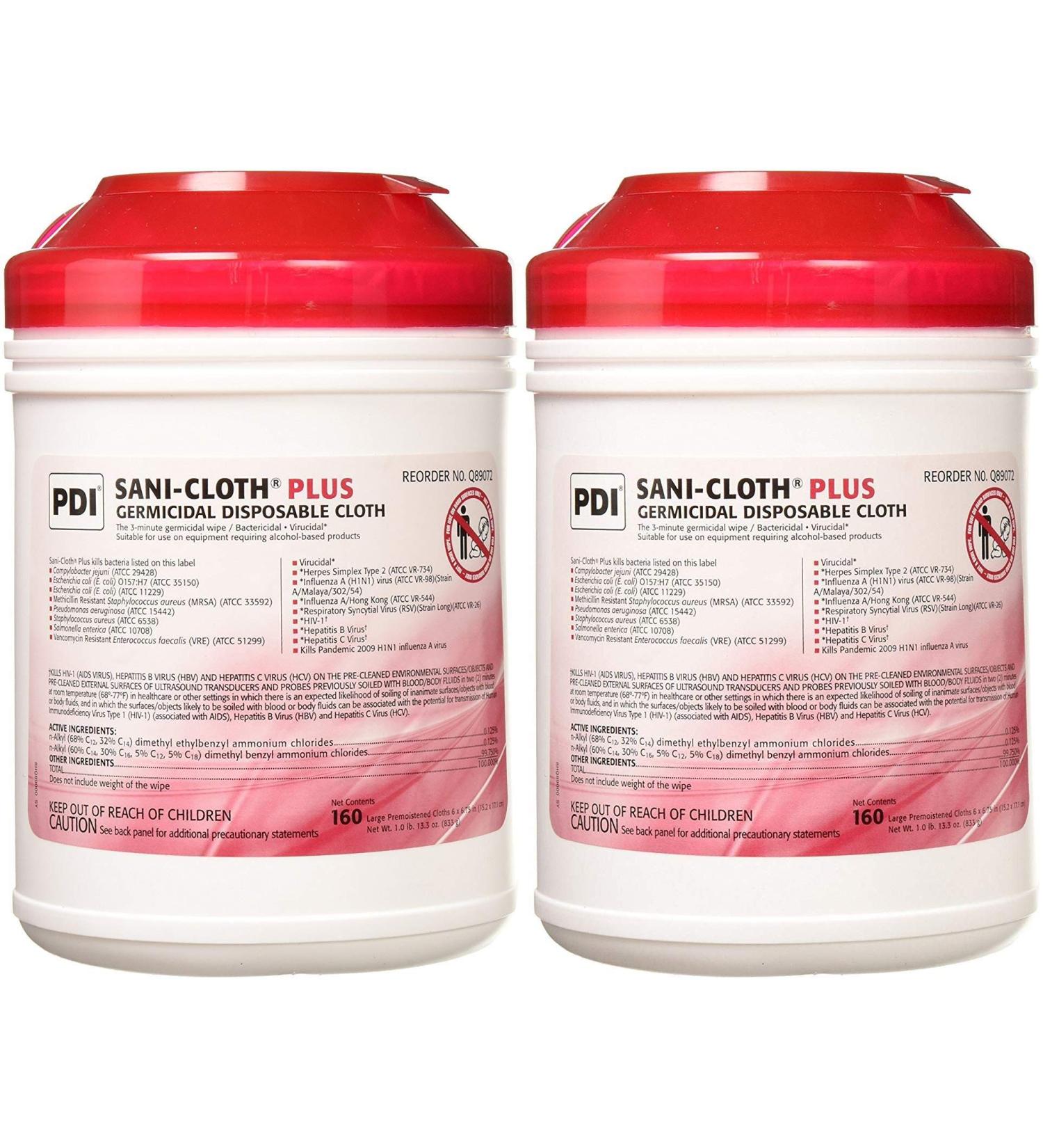 PDI Q89072 Sani-Cloth Plus Germicidal Disposable Cloths 160/Tub Pack of 2