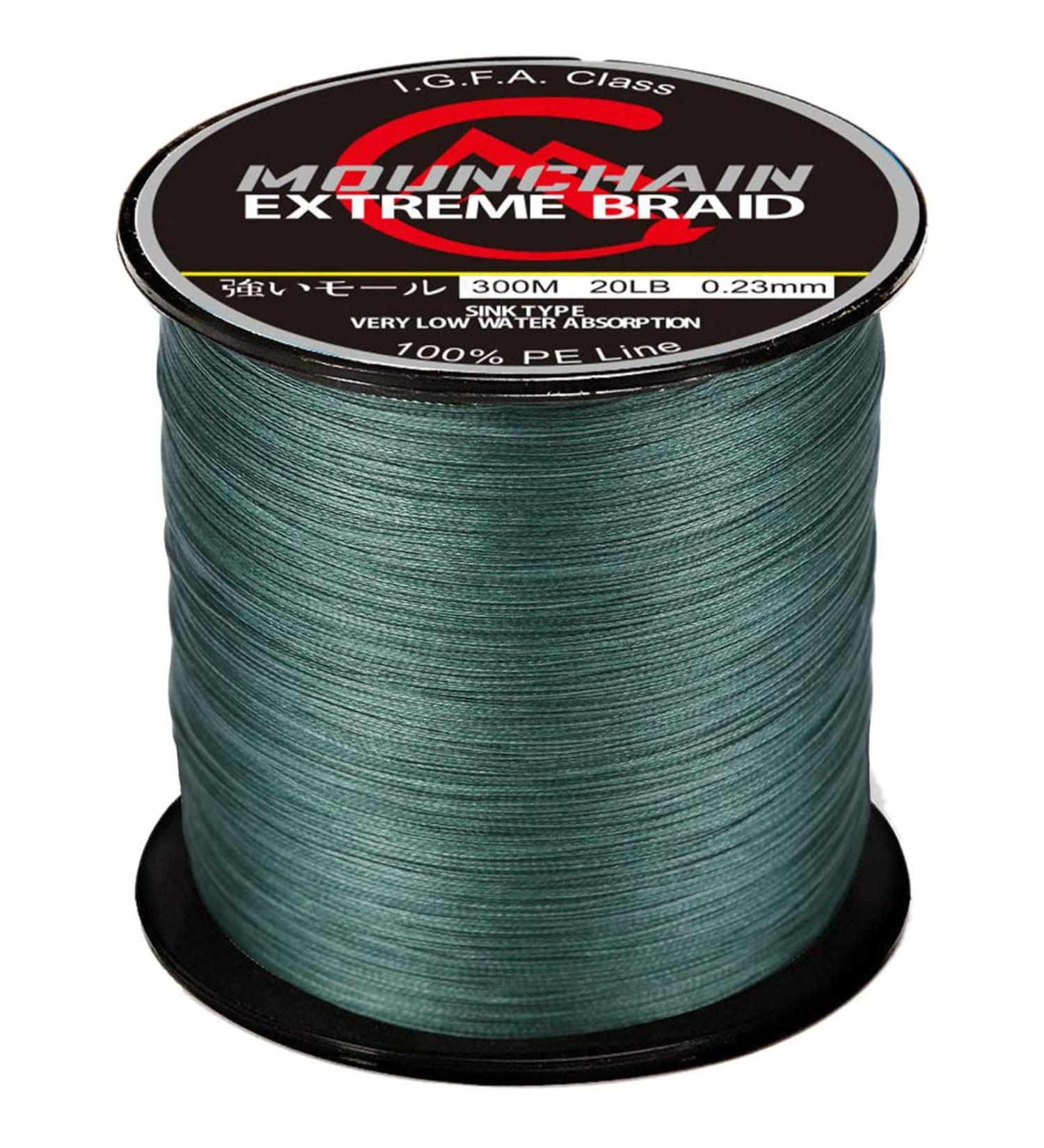 Mounchain 8 Strands Braided Fishing Line | 30LB, 328Yds Dark Green | Abrasion Resistant & Super Strong PE Fishing Line - Available in 300M/500M/1000M - Buy Online on SooperMarket.com