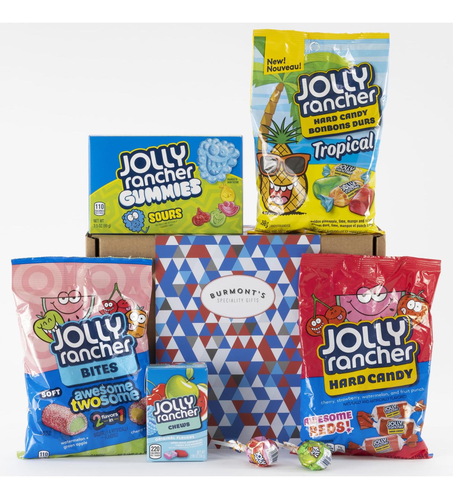 Jolly Ranchers American Candy Selection Gift Box - Includes Gummies Chews Tropical Lollipops & More - Hamper Exclusive to Burmont's - Buy Online on SooperMarket.com