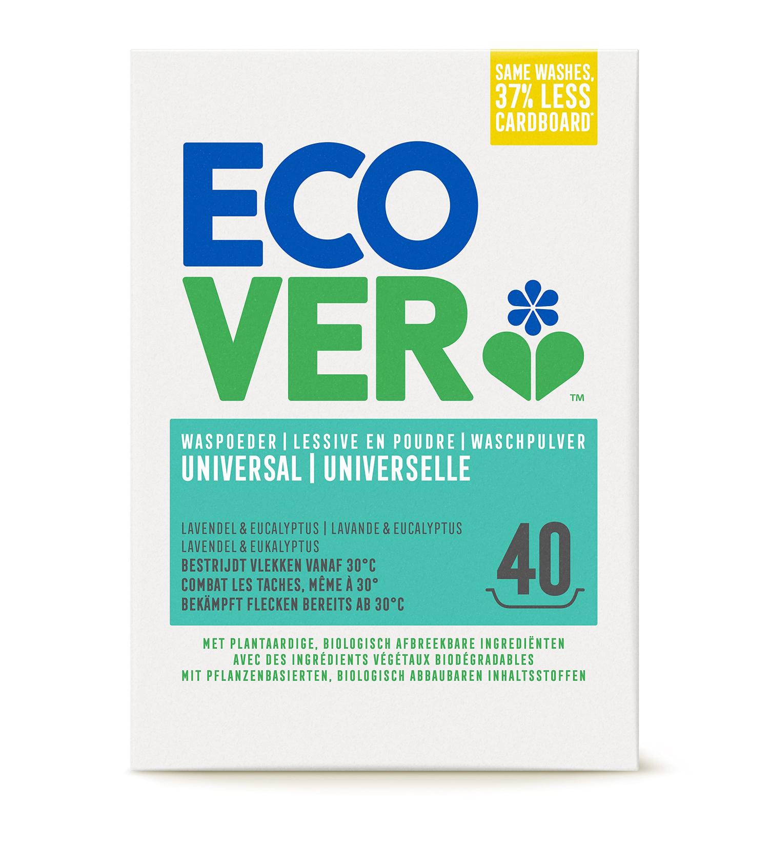 Ecover Universal Washing Powder Concentrate Lavender (3 kg / 40 Loads) Complete Detergent with Plant-Based Ingredients Detergent Powder for Natural Fibre Deep Pure White Wash - Buy Online on SooperMarket.com