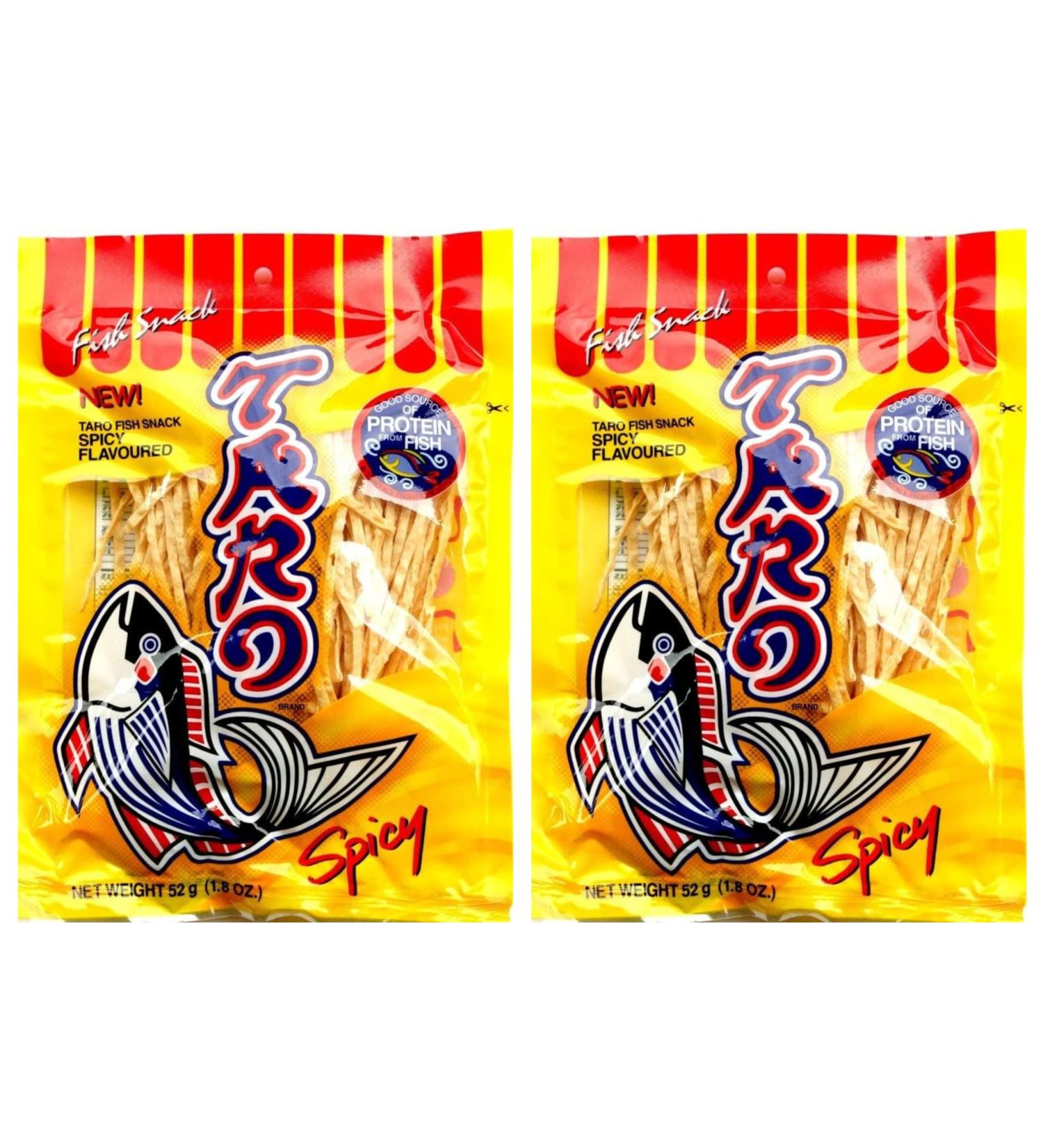 Taro Fish Snack Spicy Flavour 52g - Pack of 2 Savoury Seafood Bites for Snacking Delight