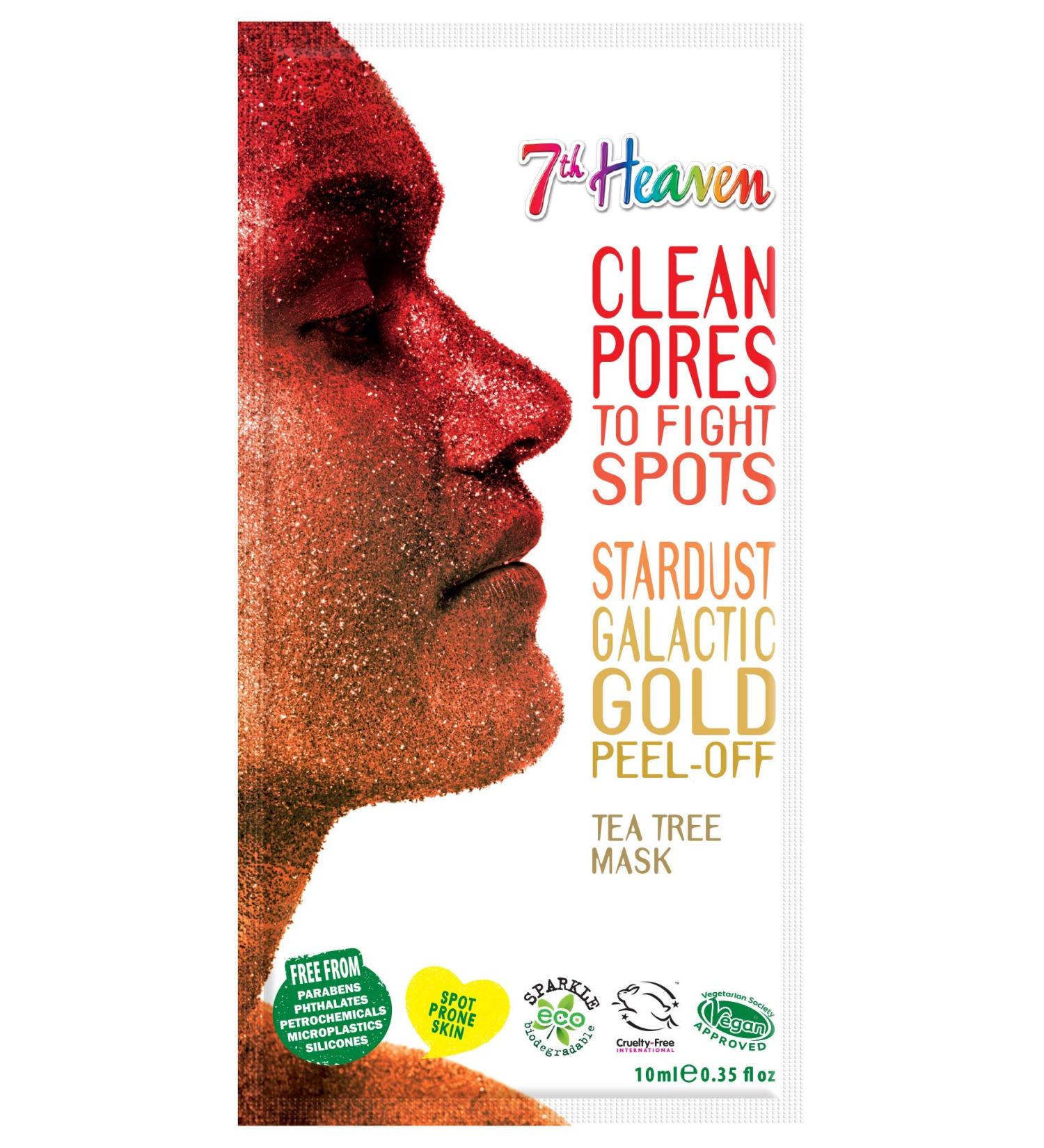 7th Heaven Clean Pores Radiant Skin Stardust Galactic Gold Peel-Off Mask With The Infusion of witch hazel willow herb tea tree and a sprinkle of biodegradable glitter 10g - Buy Online on SooperMarket.com