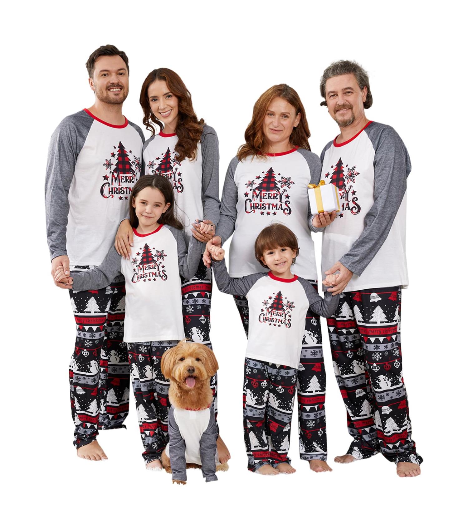 PatPat Family Matching Christmas Pajamas Set - Tree Snowflake Print, Long-sleeve Sleepwear for Kids 6-7 Years - Grey - Buy Online on SooperMarket.com
