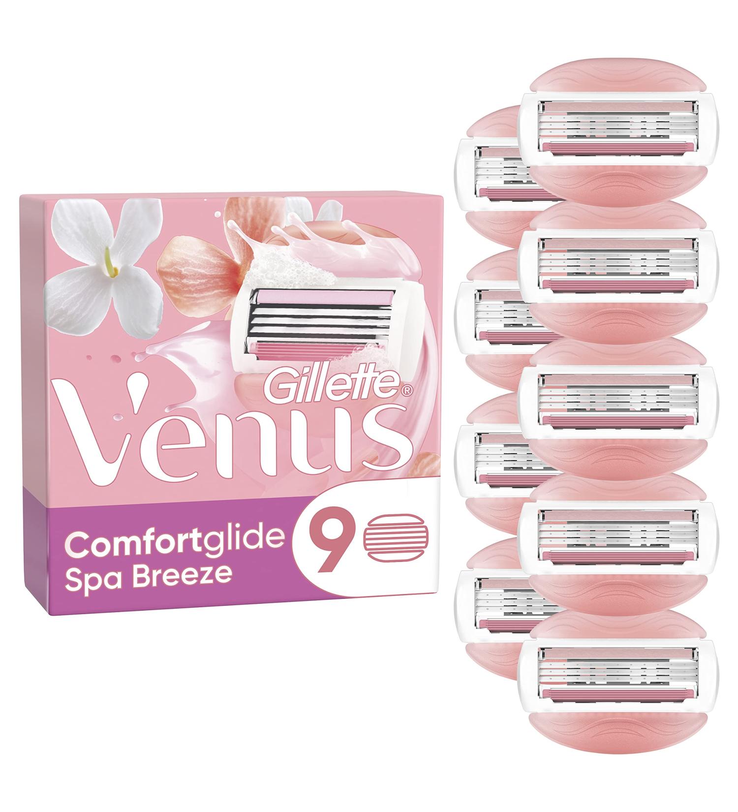Gillette Venus Comfortglide Spa Breeze Razor Blades - 9 Replacement Blades for Women | Smooth & Effortless Shaving - Buy Online on SooperMarket.com
