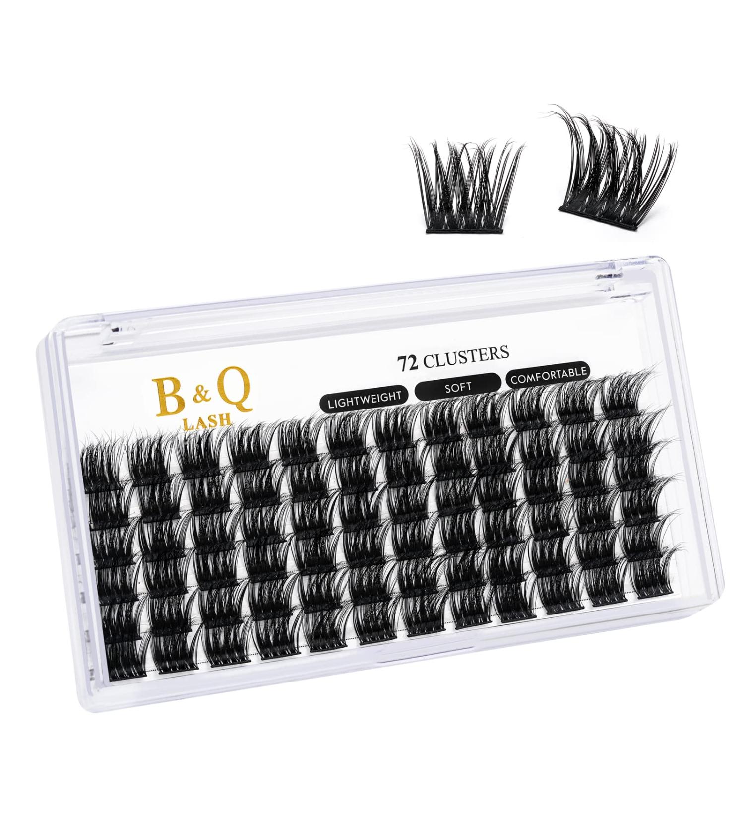 Cluster Lashes C-10mm 72 Clusters B&Q | Mega Volume DIY Eyelash Extensions | Soft Fluffy C D Curl Individual Lash Clusters - Buy Online on SooperMarket.com
