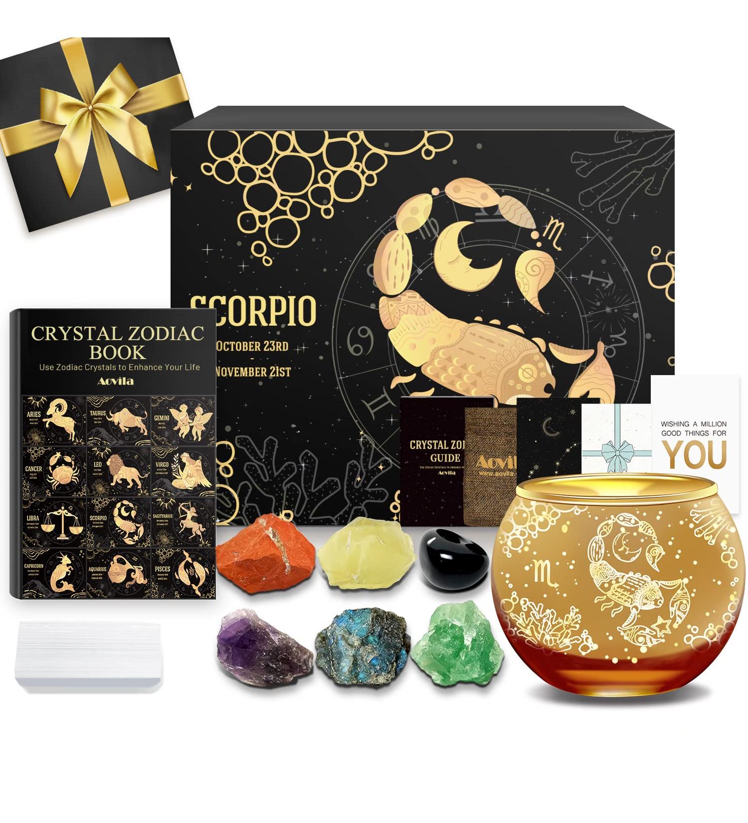 Aovila Scorpion Gifts for Women | Tealight Holder & Crystal Candlestick | Zodiac Sign Astrology Gift Box Set for Birthdays & Special Occasions - Buy Online on SooperMarket.com