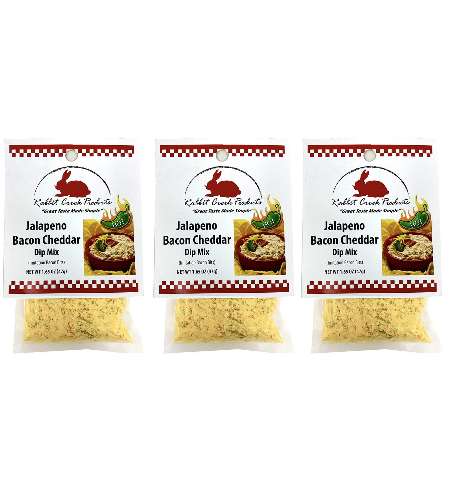 Rabbit Creek Jalapeno Bacon Cheddar Dip Mix Pack of 3  Dip Mix for Gatherings, Tailgating, Games, and Parties  Just Add Sour Cream