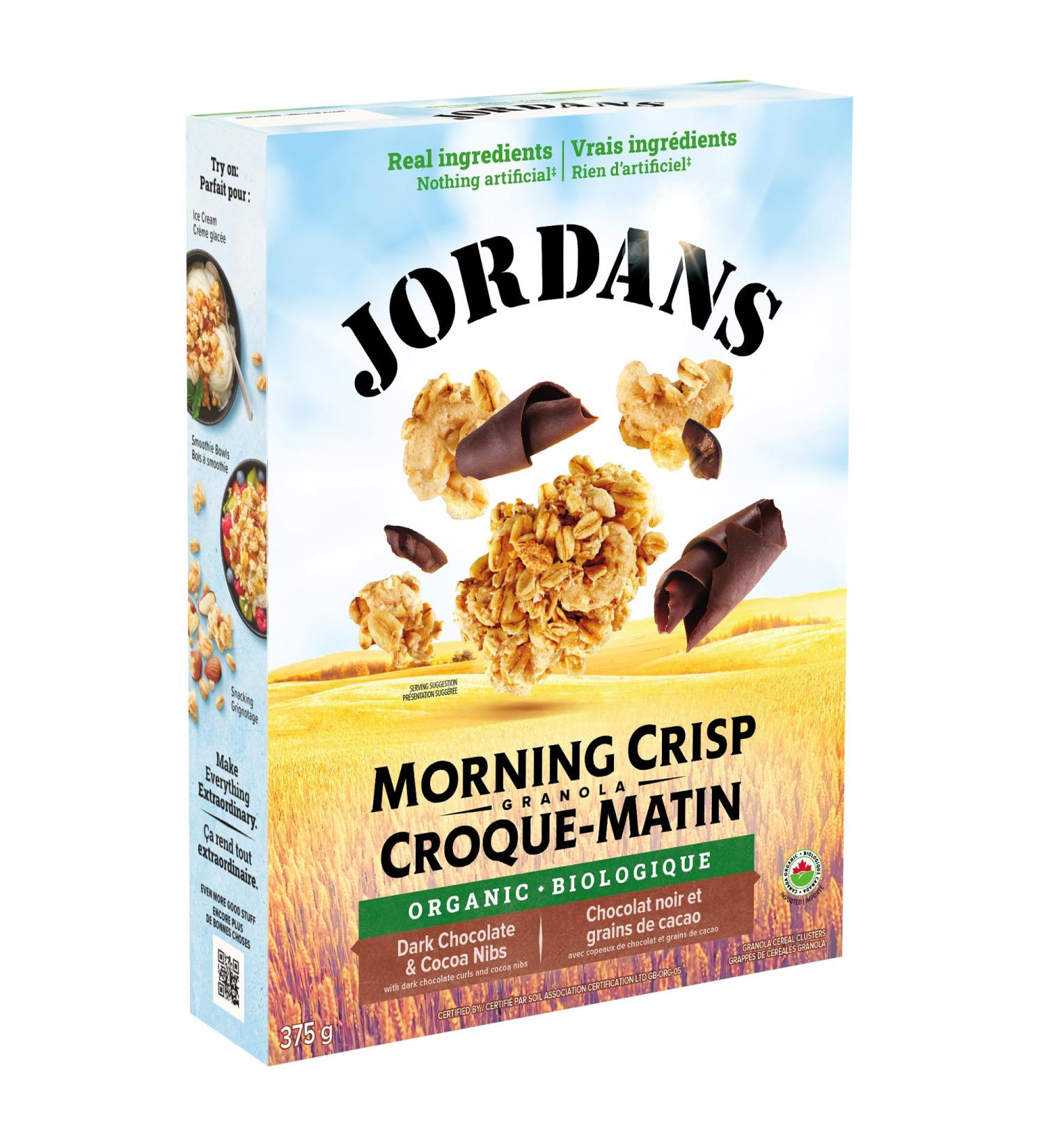 Jordans Organic Morning Crisp Granola Cereal - Decadent Dark Chocolate & Cocoa Nibs 375g Dark Chocolate & Cocoa Nibs 450 g (Pack of 1) - Buy Online on SooperMarket.com